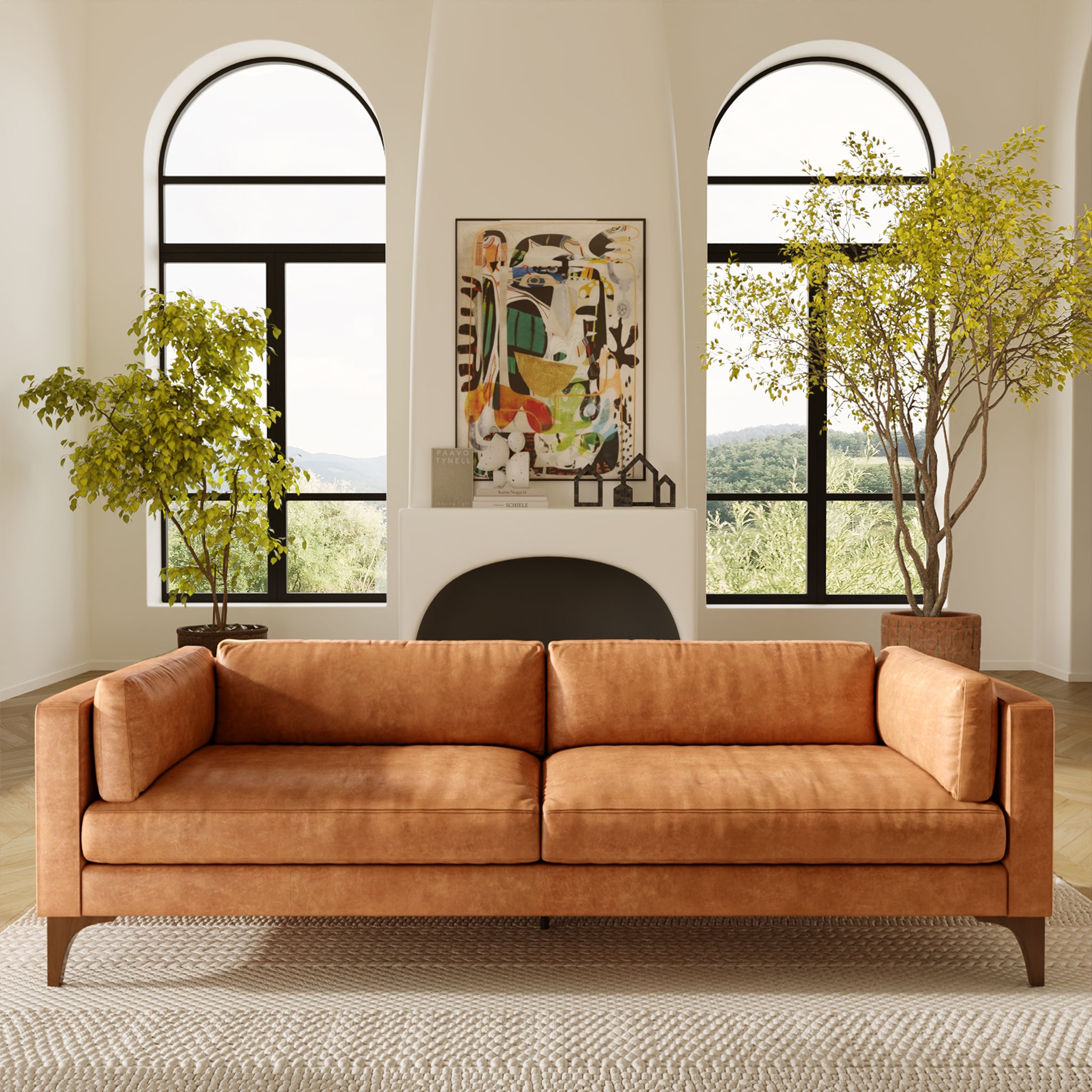 Premium Argan Leather Sofa - Luxurious Genuine Leather Couch for Living Room, Office & Lounge - Modern Comfortable Sectional Sofa for Home Decor