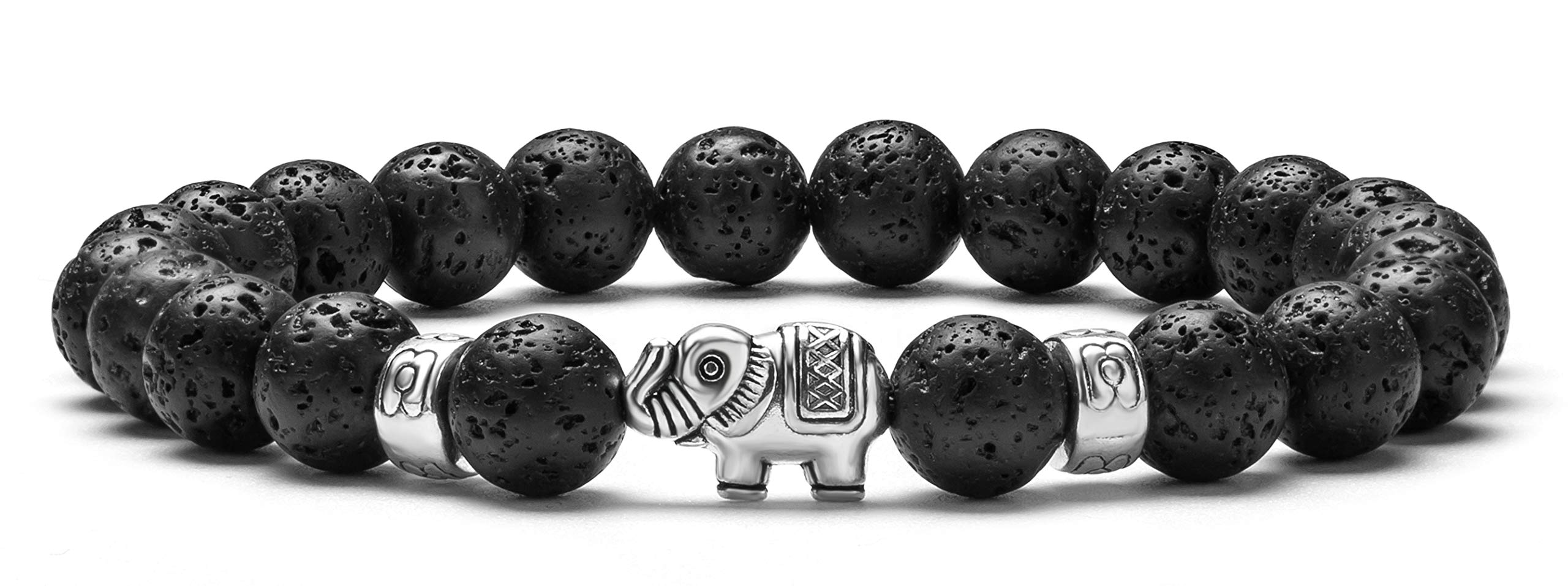 Hamoery 8mm Lava Rock Essential Oil Diffuser Bracelet for Women & Men - Natural Stone Anxiety Relief Yoga Beaded Bangle, Perfect for Meditation, Stress Relief & Spiritual Healing (Style 21011)