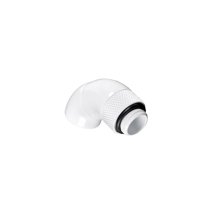 Bitspower Dual Rotary 90 Degree Extender Fitting - Deluxe White - Perfect for Custom PC Water Cooling Loops and Hardline Tubing Builds