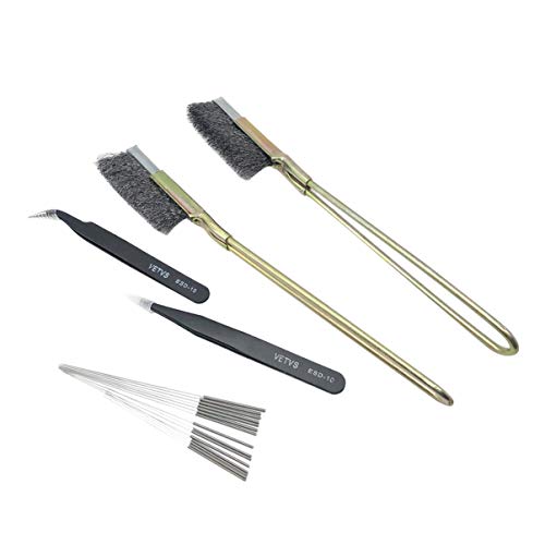 iplusmile 3D Printer CHT Nozzle Cleaning Kit - High Performance 3D Printer Brush, Polishing Brush, Cleaning Needle & Tweezers for Hot Bed Nozzle Extruder Maintenance - Remove Welding Slag, Rust & Debris - Perfect for Ender 3, CR-10, Prusa & More 3D Printers