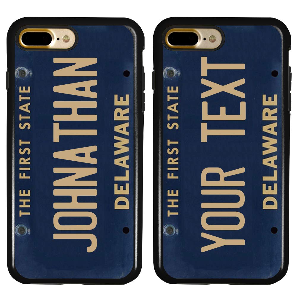 Custom Hybrid Delaware License Plate iPhone 7 Plus/8 Plus Case - Personalized Protective Phone Cover with Unique Design - Perfect for Dog Lovers, Car Enthusiasts & State Pride - Great Gift for Birthdays, Holidays & Special Occasions
