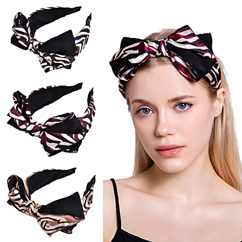 Gloppie Wide Headbands for Women - 3 Pack Fashion Hair Accessories, Skincare & Workout Headbands with Bow - Perfect for Work, Travel, Yoga & Gym