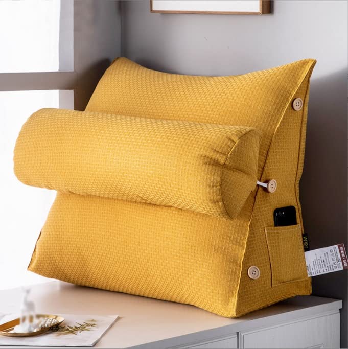 SJFYRG Adjustable Wedge Pillow for Back & Neck Support - Sofa, Bed, Office Chair, Reading - Ergonomic Comfort Cushion (Yellow, 58x22x50cm) - Perfect for Relaxing, Working & Pain Relief