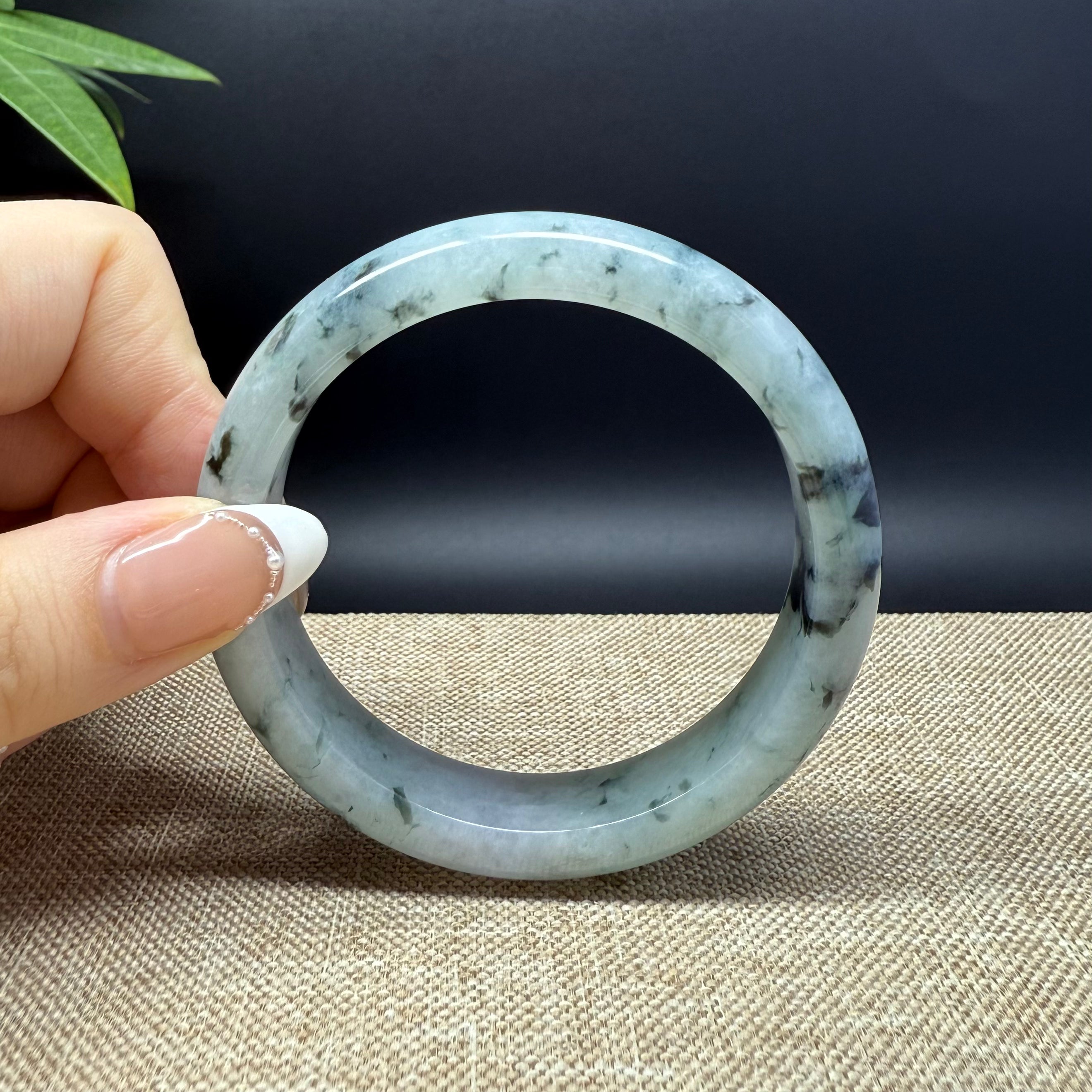 Authentic Burmese Green Jadeite Bangle Bracelet - 57.9mm Handmade Natural Jade Jewelry for Women - Perfect for Gifts, Meditation & Spiritual Healing