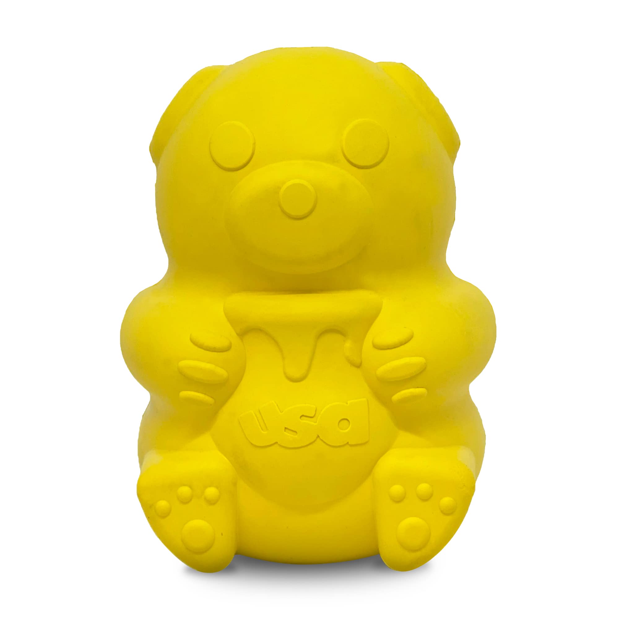 SodaPup Honey Bear Dog Chew Toy - Non-Toxic Natural Rubber Treat Dispenser for Mental Stimulation & Anxiety Relief - Durable USA-Made Chewing Toy for Small, Medium & Large Dogs - Perfect for Training, Boredom Buster & Dental Health