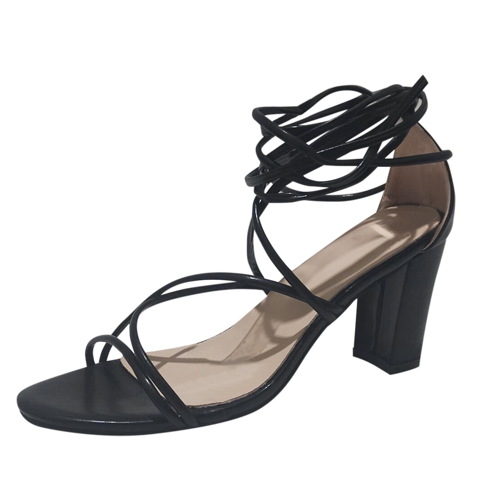 Women's Chunky High Heel Sandals - Breathable Lace-Up Casual Shoes for Women | Perfect for Summer Outfits, Beach Vacations & Date Nights
