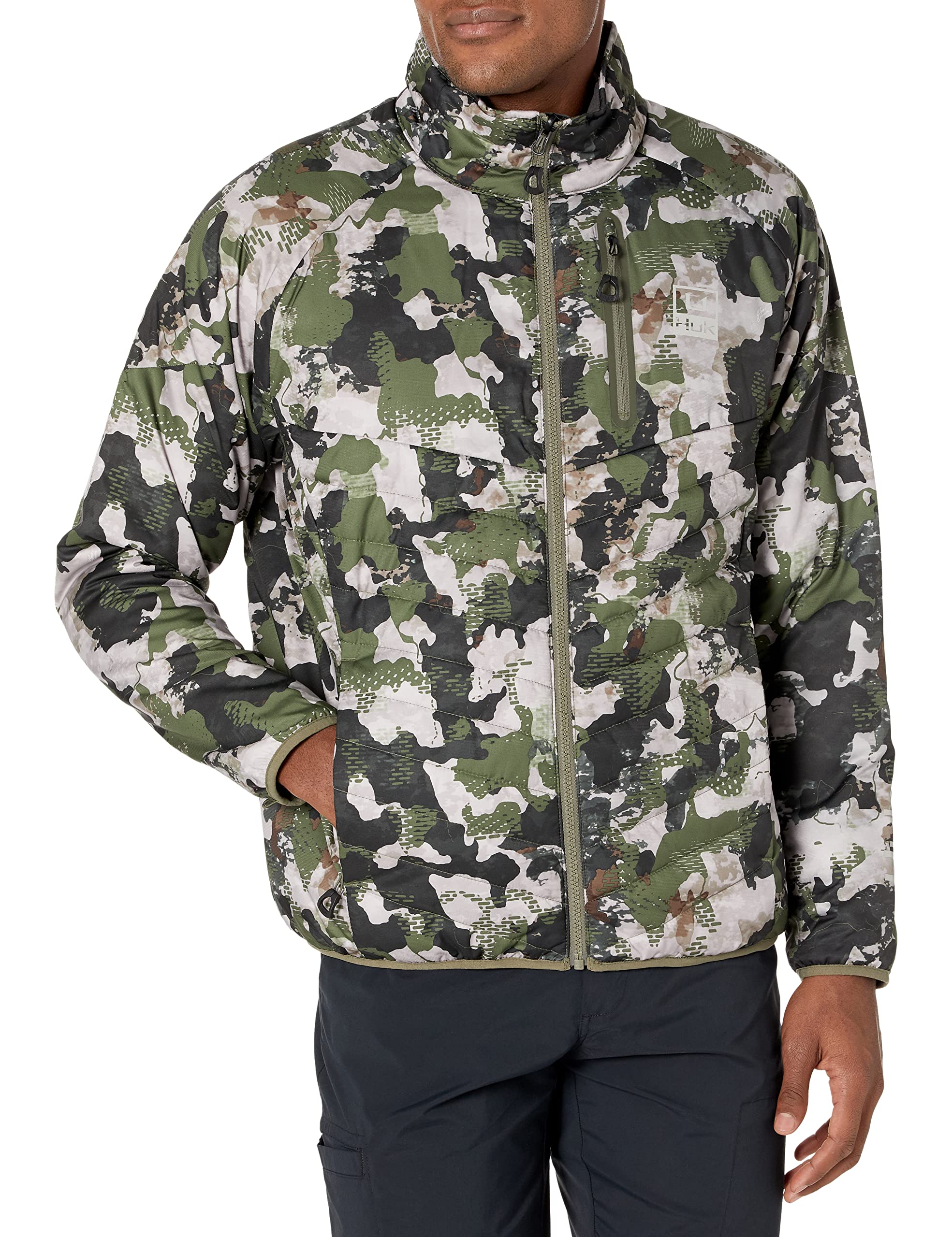 HUK Men's Icon X Puffy Windproof & Water-Resistant Jacket - Lightweight Insulated Fishing & Outdoor Winter Coat for Hunting, Hiking & Cold Weather Activities