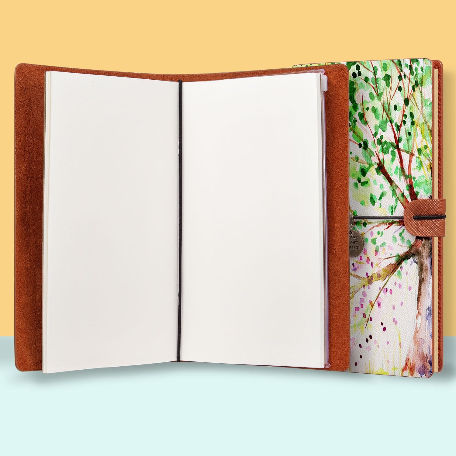 Watercolor Flower Traveler's Notebook - Refillable Leather Journal for Writing, Sketching & Planning - Perfect for Artists, Writers & Travel Diaries