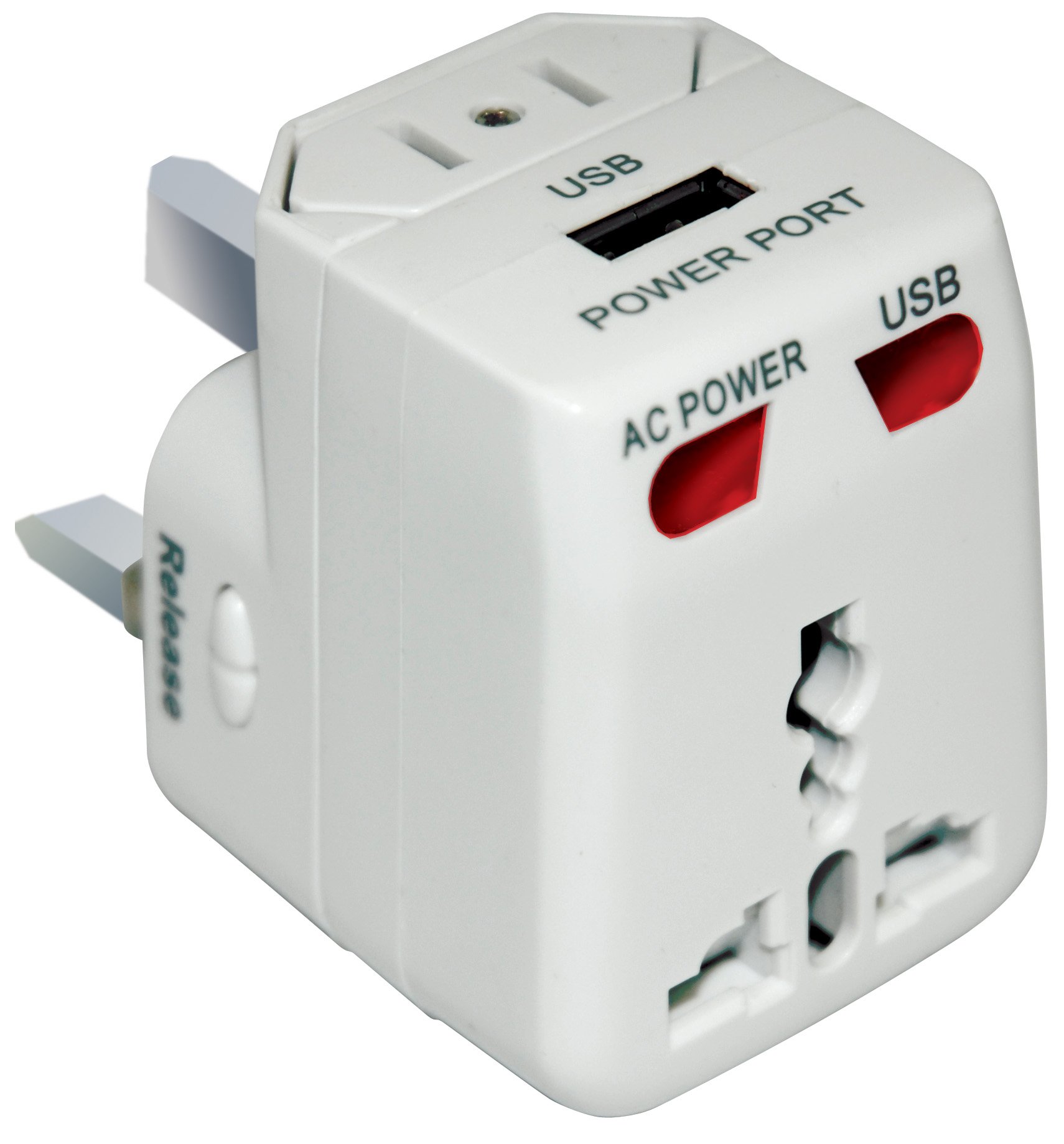 Digipower ACP-WTA Universal Travel Adapter with Dual USB Ports - Compact White Power Converter for International Travel - Perfect for Hotels, Airports & Business Trips
