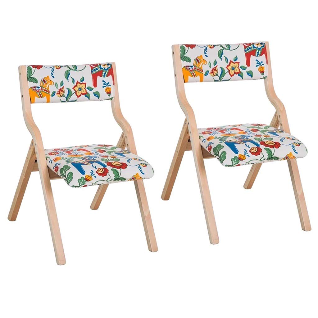 2-Pack Folding Dining Chairs - Wooden Frame & Fabric Upholstered - Multi-Purpose Leisure, Computer & Desk Chairs - 4 Color Options (A/B) - Perfect for Small Spaces, Home Office & Outdoor Use