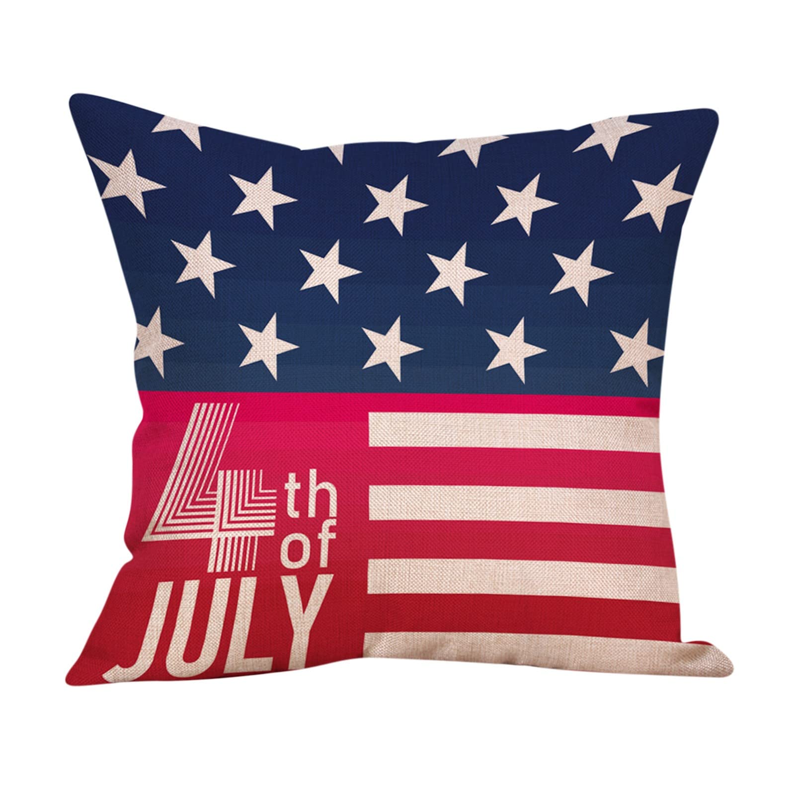 4th of July Patriotic Pillow Covers Set - American Flag Stars & Stripes Throw Pillowcases for Independence Day, Memorial Day - Red White Blue Decor (18x18 Inch) - Perfect for Sofa, Couch, Bedroom & Outdoor Patriotic Decorations