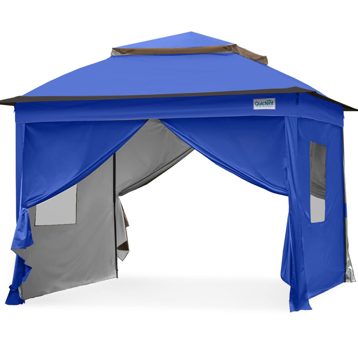 Quictent 11'x11' Pop Up Canopy Tent with Sidewalls - Waterproof Instant Outdoor Gazebo Shelter with Double Layer Roof & Wheeled Carry Bag (Blue) - Perfect for Camping, Beach Parties, Backyard BBQs and Outdoor Events