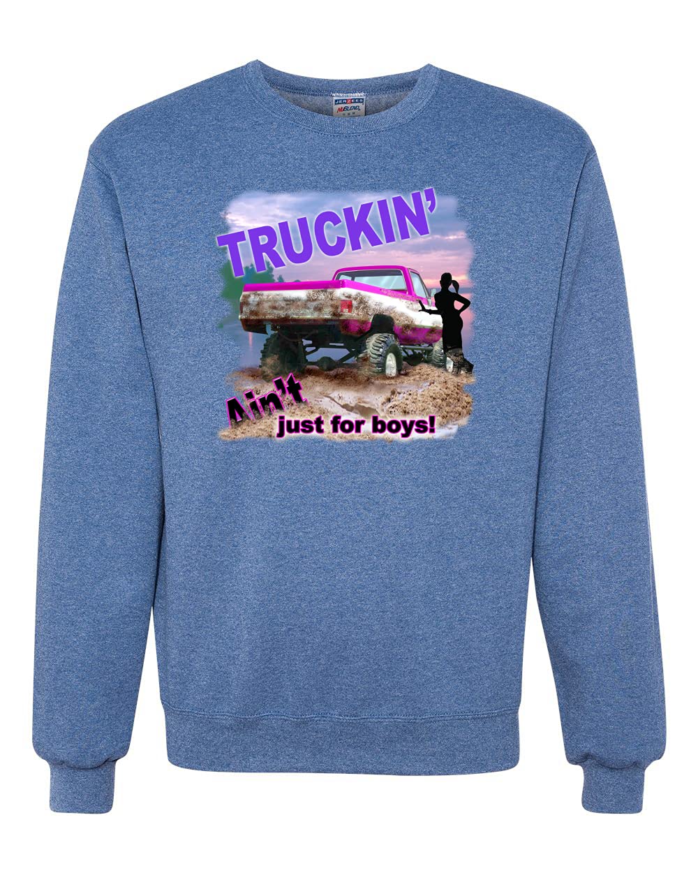 Wild Bobby Truckin' Ain't Just for Boys - Cars & Trucks Graphic Sweatshirt for Men & Women | Casual Unisex Crewneck Pullover for Everyday Wear, Road Trips & Outdoor Adventures