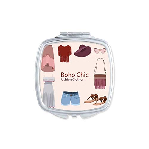 DIYthinker Bohemian Wind Fashion Clothes Girl Mirror - Portable Compact Pocket Makeup Mirror with Double Sided Glass for Travel, Home & Handbag Essentials