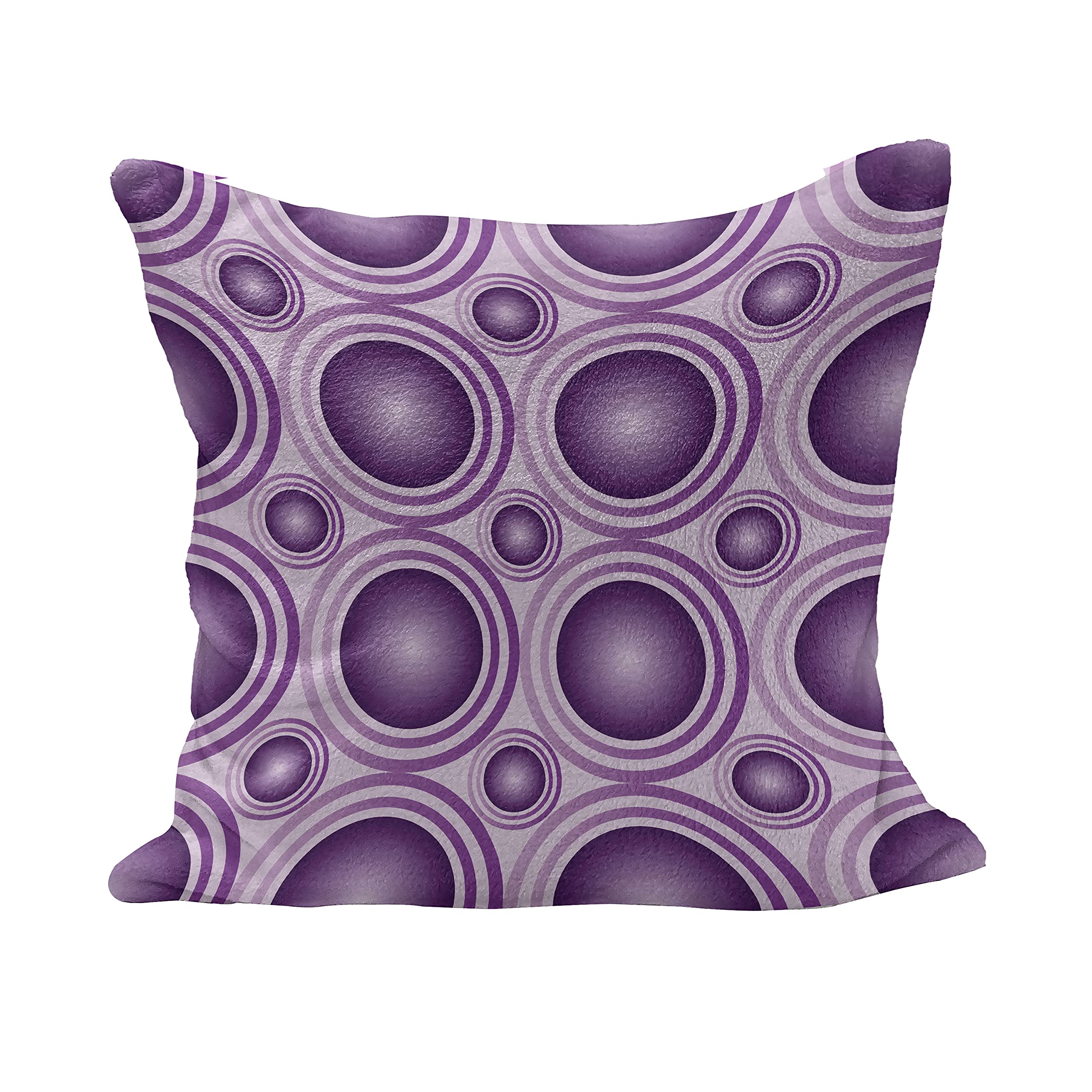 Ambesonne Mauve Fluffy Throw Pillow Cover 18x18 Inch - Gradient Geometric Circular Pattern with Inner Lines & Ring Balls Digital Design - Soft Square Decorative Cushion Case for Sofa, Bed, Living Room - Purple Home Decor Accent Pillow