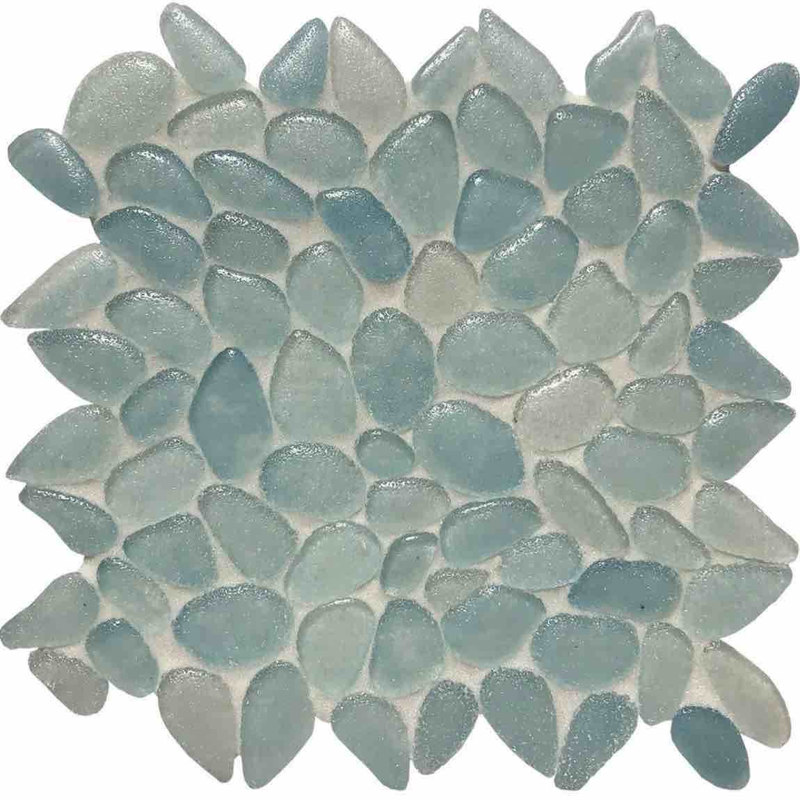 Aqua Blue Glass Pebble Mosaic Tile - Premium DIY Home Decor for Backsplash, Bathroom & Pool Design