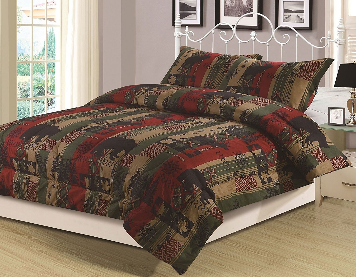 Rustic Southwest Twin Comforter Set - 2 Piece Bear Cabin Lodge Bedding with Nature Wildlife Design | Perfect for Cabin, Lodge, or Rustic Home Decor