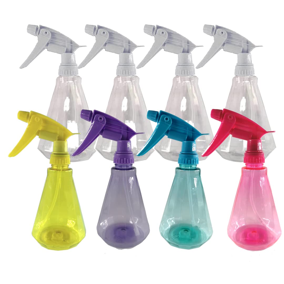 12 oz Clear Empty Plastic Spray Bottles (Pack of 8) - Refillable Water Spray Bottle for Cleaning Solutions, Plant Misting, Hair Styling & Home Care with Adjustable Nozzle - Perfect for Kitchen, Bathroom, Garden & DIY Projects