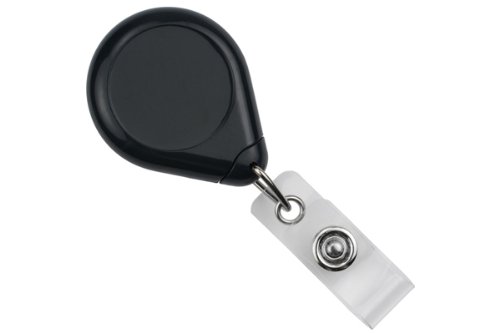 Premium Black Twist-Free Badge Reel with Clear Vinyl Strap & Belt Clip - 100 Pack - Ideal for Nurses, Teachers, and Office Professionals