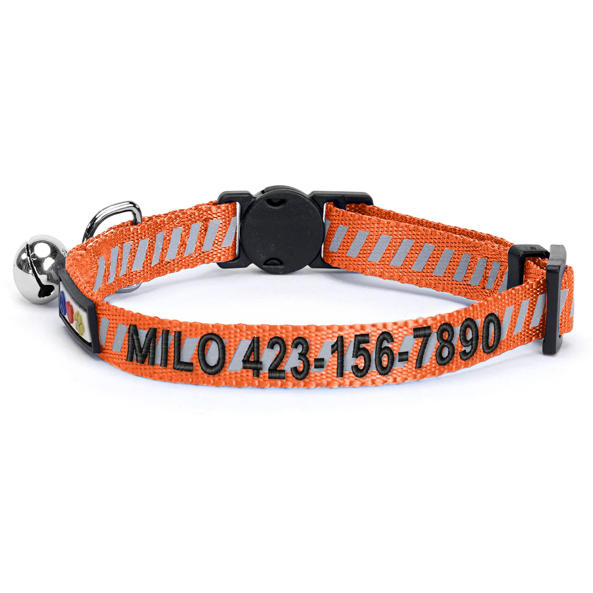 **Pawtitas Reflective Cat Collar with Safety Buckle & Bell – Personalized Custom Name & Phone Number – Glow in The Dark for Night Safety – Perfect for Indoor & Outdoor Cats**    *(Use Case: Keep your feline safe during nighttime walks or outdoor adventures with this high-visibility, adjustable collar featuring a breakaway buckle for added security.)*