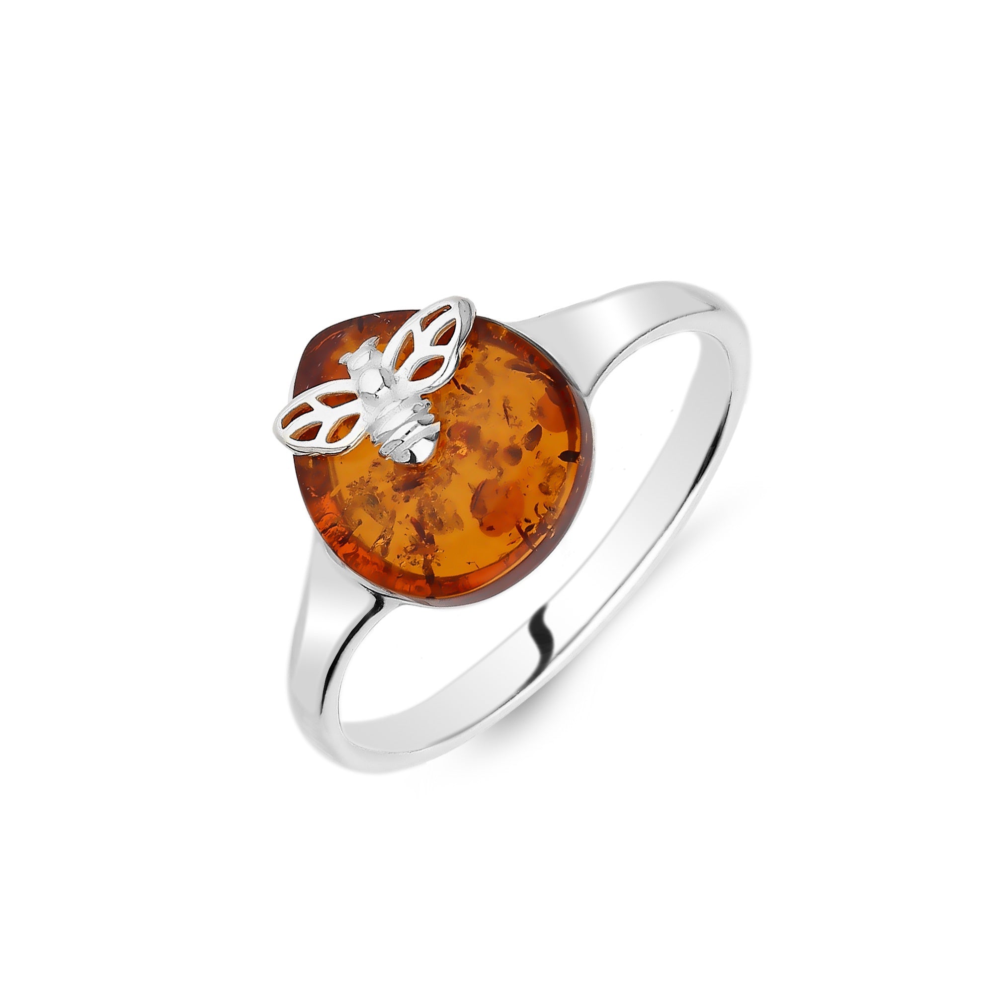 925 Sterling Silver Amber Teardrop Bee Ring - Handmade Nature-Inspired Jewelry for Women - Perfect for Boho, Vintage & Everyday Fashion