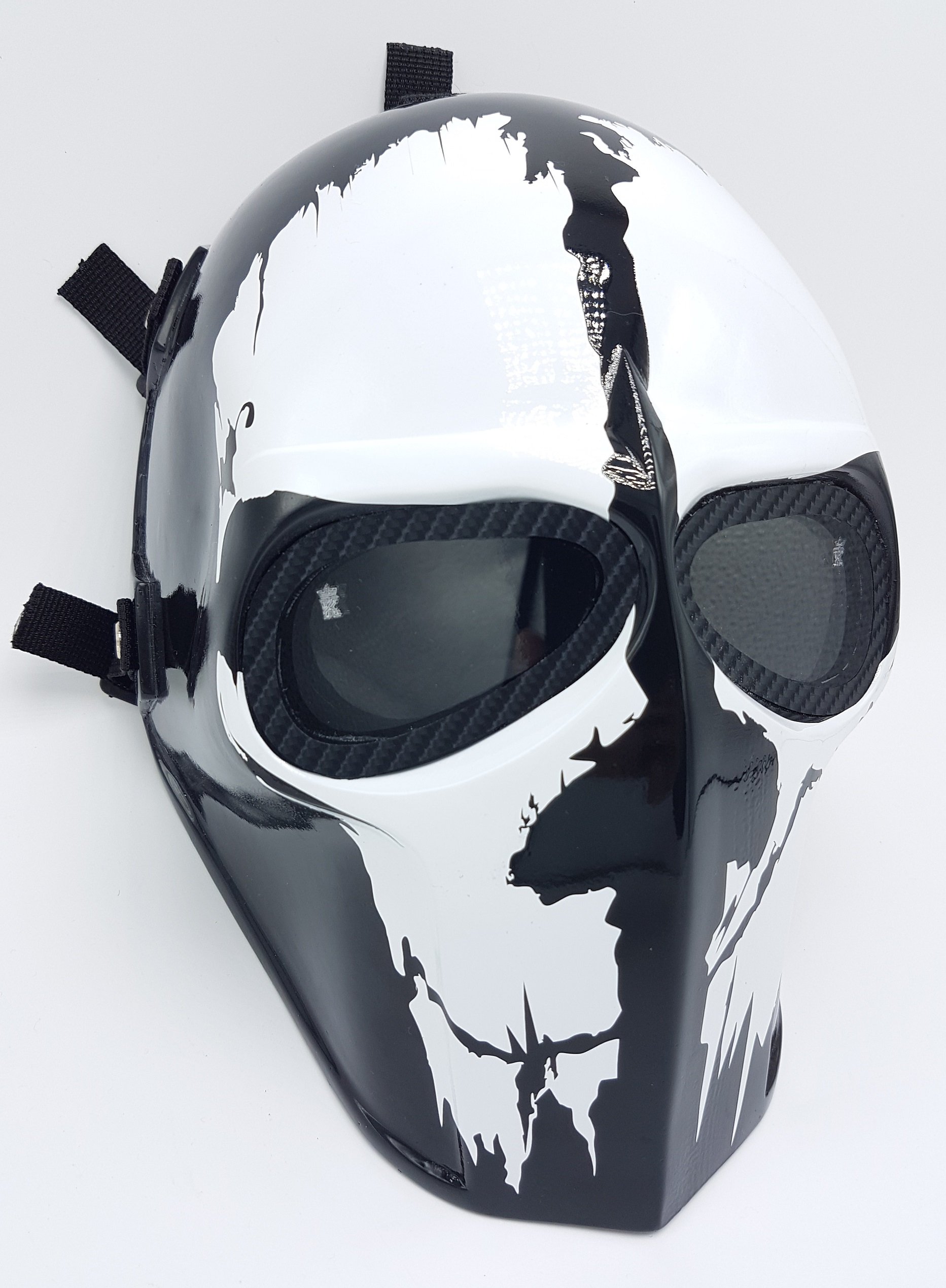 Airsoft Full Face Mask - Army of Two Cosplay, Halloween & Paintball Protective Gear - Black Smiley Ghost Mask (Ghost) - Perfect for Tactical Games, Costume Parties & Airsoft Battles