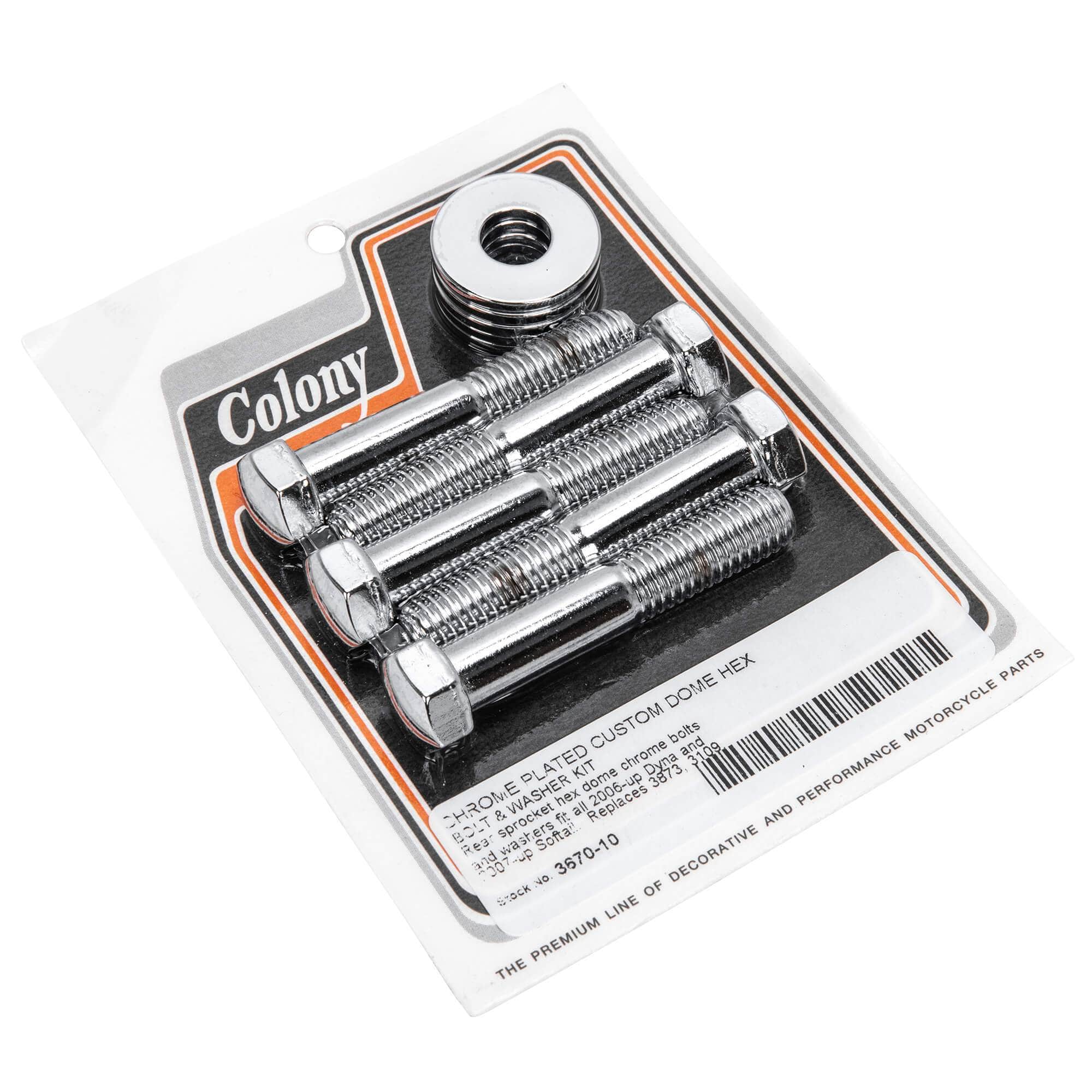 10-Piece Rear Sprocket Bolt Kit for Harley Davidson Dyna (2006+) & Softail (2007+) - Chrome Plated Domed Hex Bolts - Perfect for Motorcycle Maintenance & Upgrades