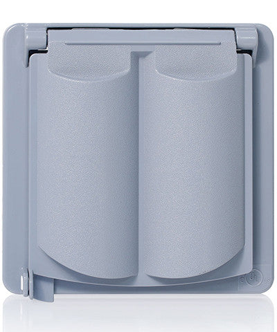 Weatherproof Cover - Plastic Flat Lid for 2 Gang Decora, GFCI, Duplex & Single Receptacles - Horizontal Mount Gray (WP2V GY) - Ideal for Outdoor Electrical Outlets, Patios & Wet Locations