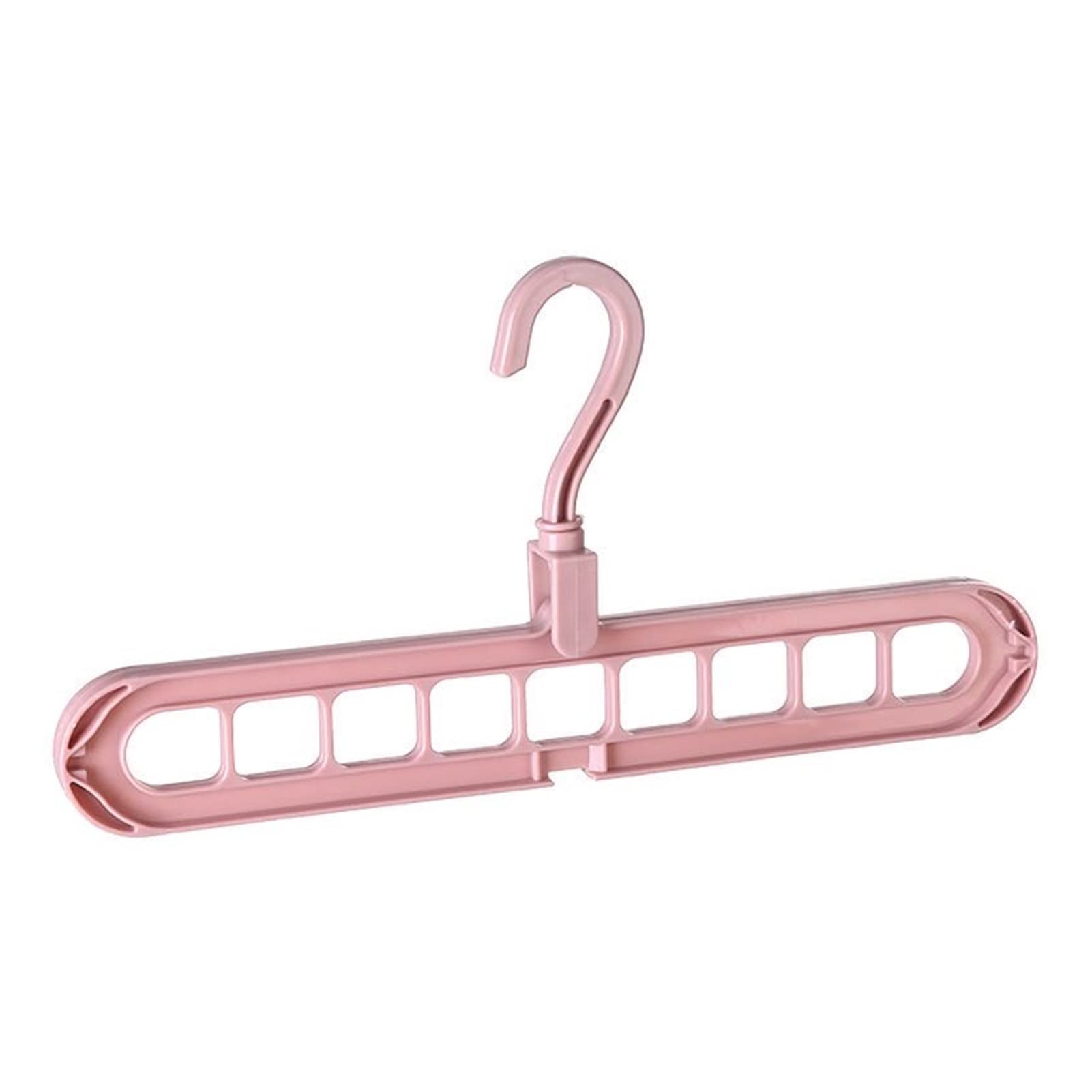 WUBZSHI Multi-Functional Clothes Hanger Organizer - Space Saving Plastic Scarf & Clothing Rack with Multiple Hooks - Pink - Perfect for Closet, Bedroom, Dorm & Small Space Organization