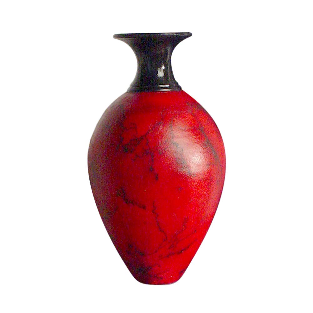 Handmade Horsehair Pottery Vase - Red Classic Design Ceramic Vase for Home Decor, Wedding Centerpiece & Rustic Farmhouse Style