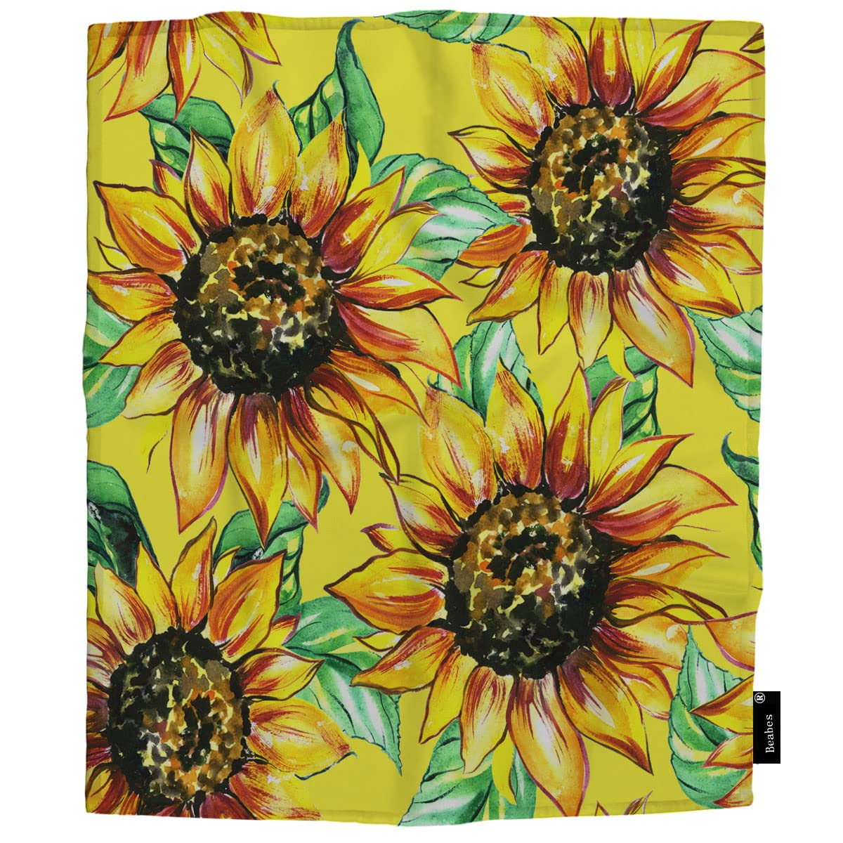 Beabes Sunflower Throw Blanket - Soft Plush Floral Blanket 30x40 Inches, Yellow Sunflower Field Design for Couch, Sofa, Bed - Cozy Blanket for Adults, Kids, Toddlers, Pets (Dog & Cat) - Perfect for Living Room, Nursery, Travel & Gift Giving