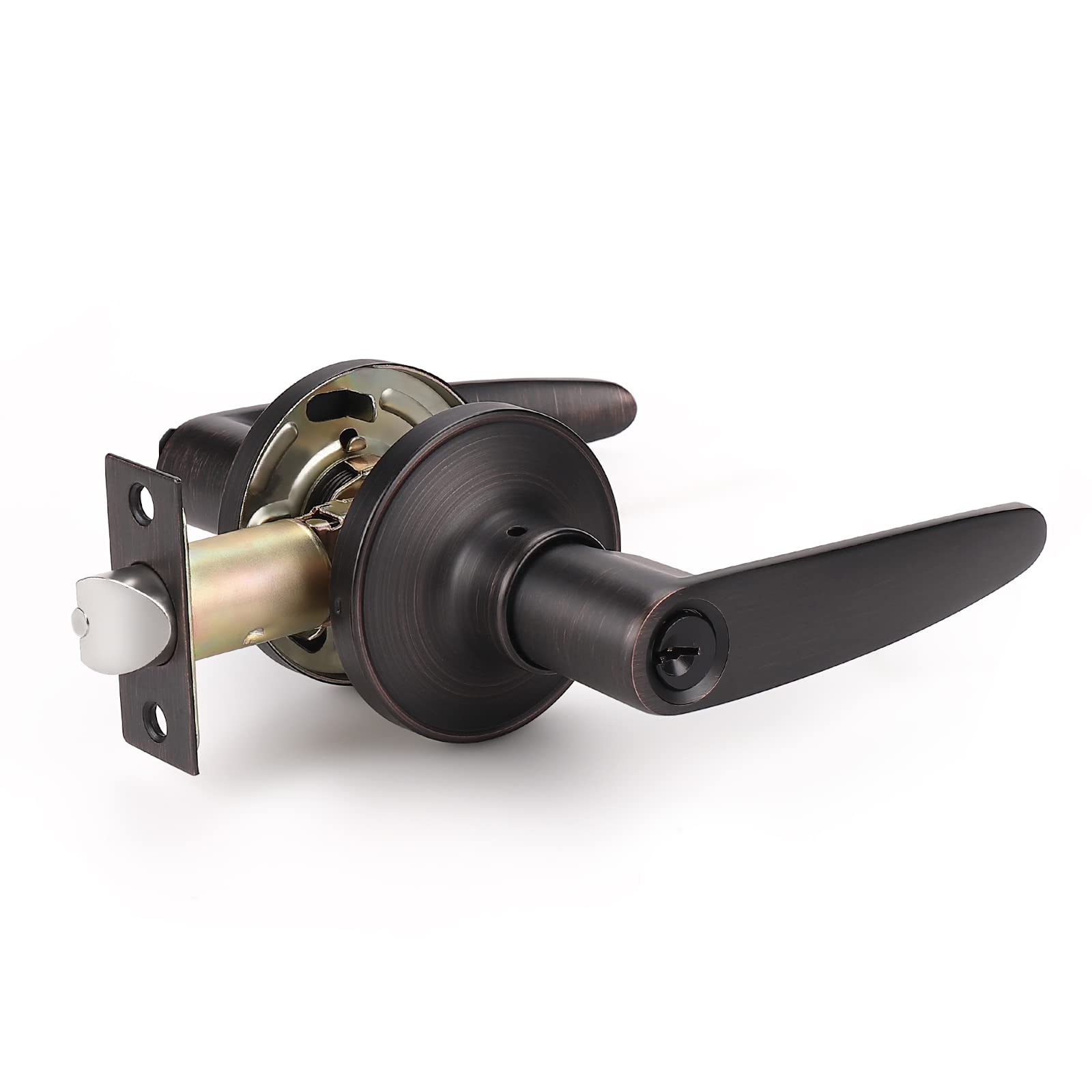 KNOBWELL Front Entry Door Handle Lock Set - Oil Rubbed Bronze Exterior Door Lever with Keyed Alike Keys | Secure Your Home Entrance, Perfect for Residential & Commercial Doors