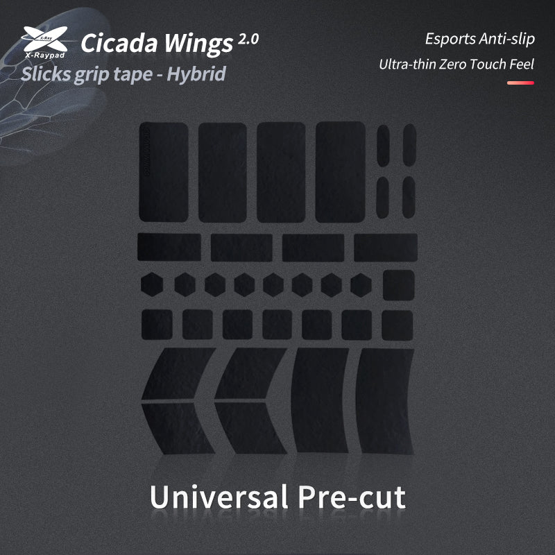 X Raypad Cicada Wings V2 Grip Tape - Universal Pre-Cut Non-Slip Mouse Pad for Gaming & Office Use - Perfect for Esports, FPS, and PC Workstations