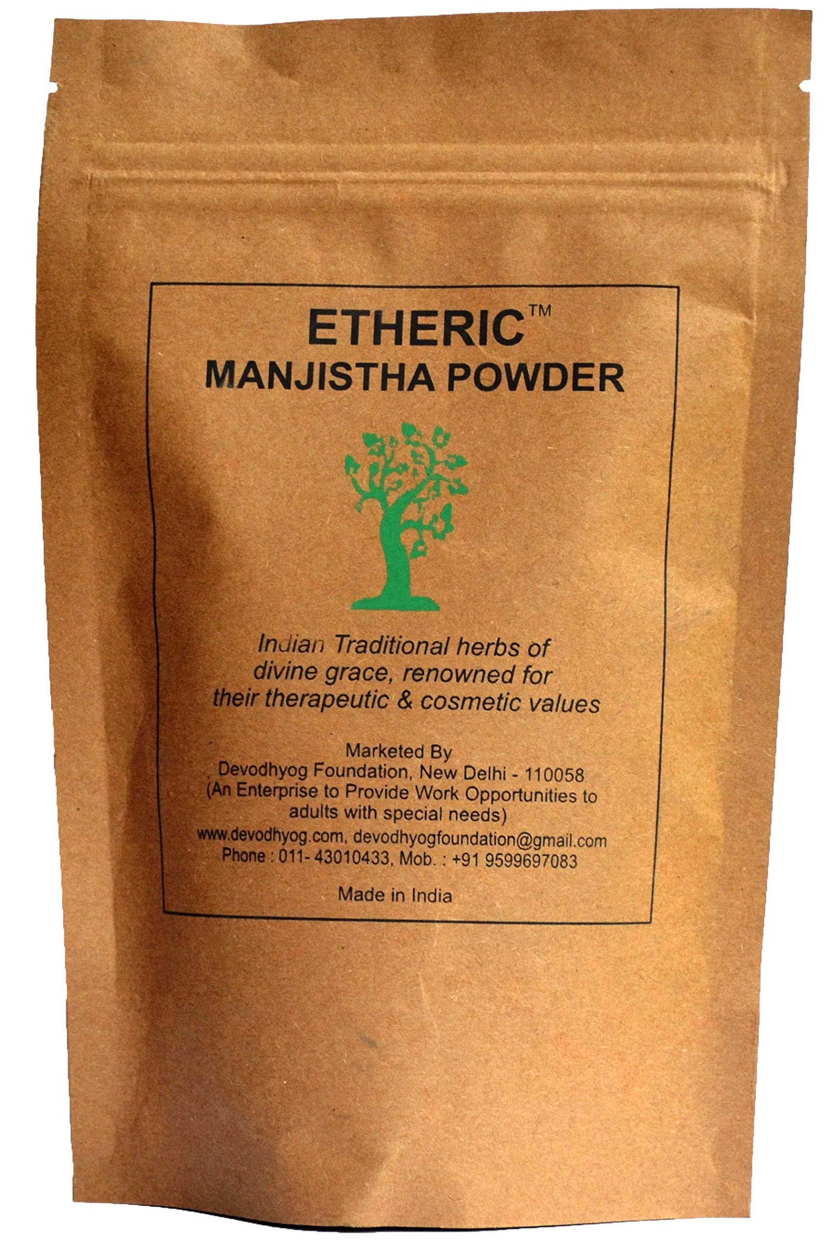 Pure Organic Manjistha Powder (Rubia Cordifolia) - 100% Natural for Skin Whitening, Hair Growth & Face Care | Best for DIY Beauty, Ayurvedic Remedies & Holistic Skincare