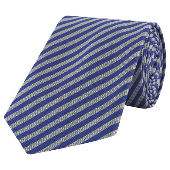 Elegant Blue and Silver Striped Silk Tie for Men - Perfect for Business, Weddings & Formal Events