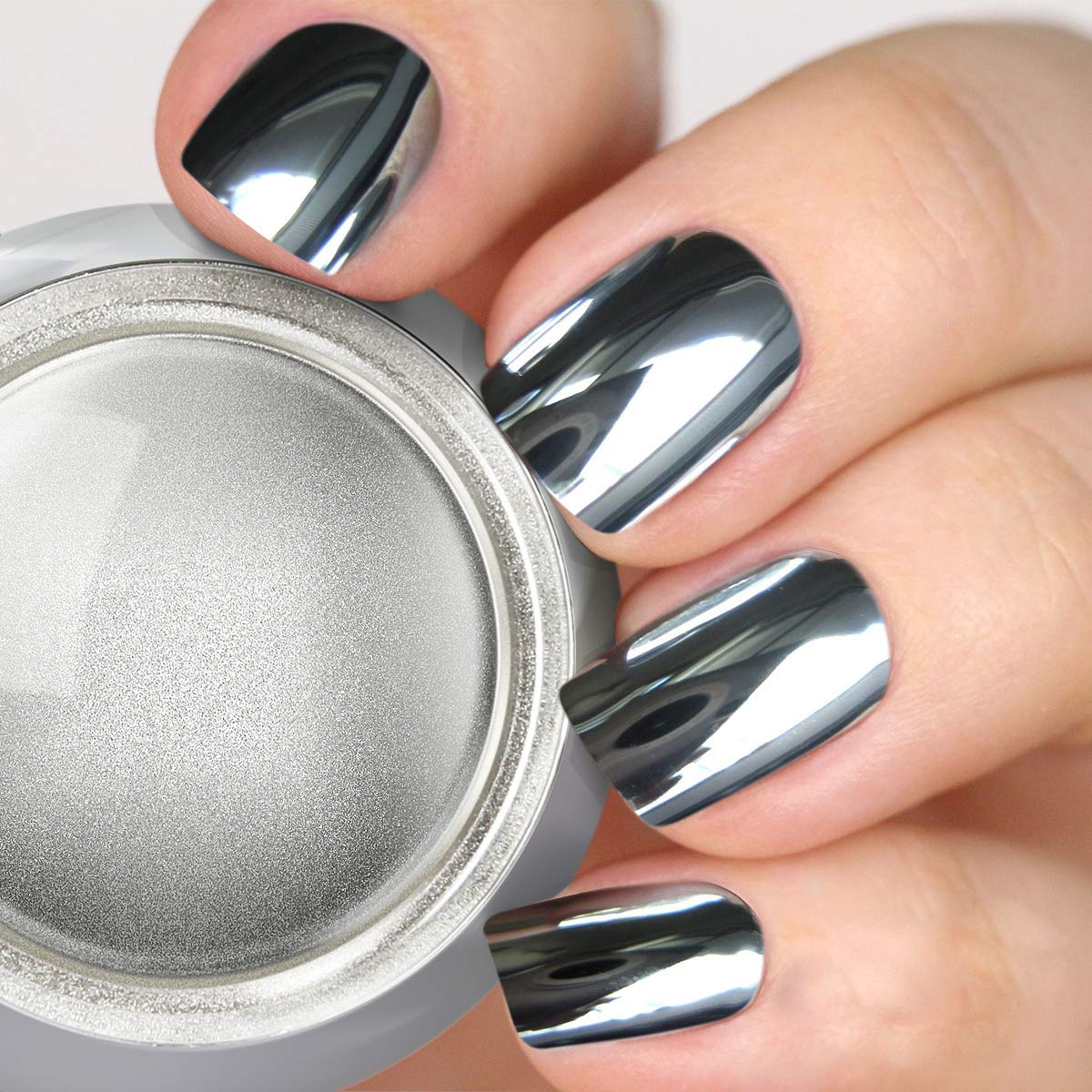 PrettyDiva Silver Chrome Nail Powder - Rose Gold & Pink Mirror Effect Nail Art Pigment | Metallic Shine Manicure Chrome Powder for Nail Extensions, Acrylic Nails & DIY Nail Designs | Perfect for Salon, Home Use & Special Occasions