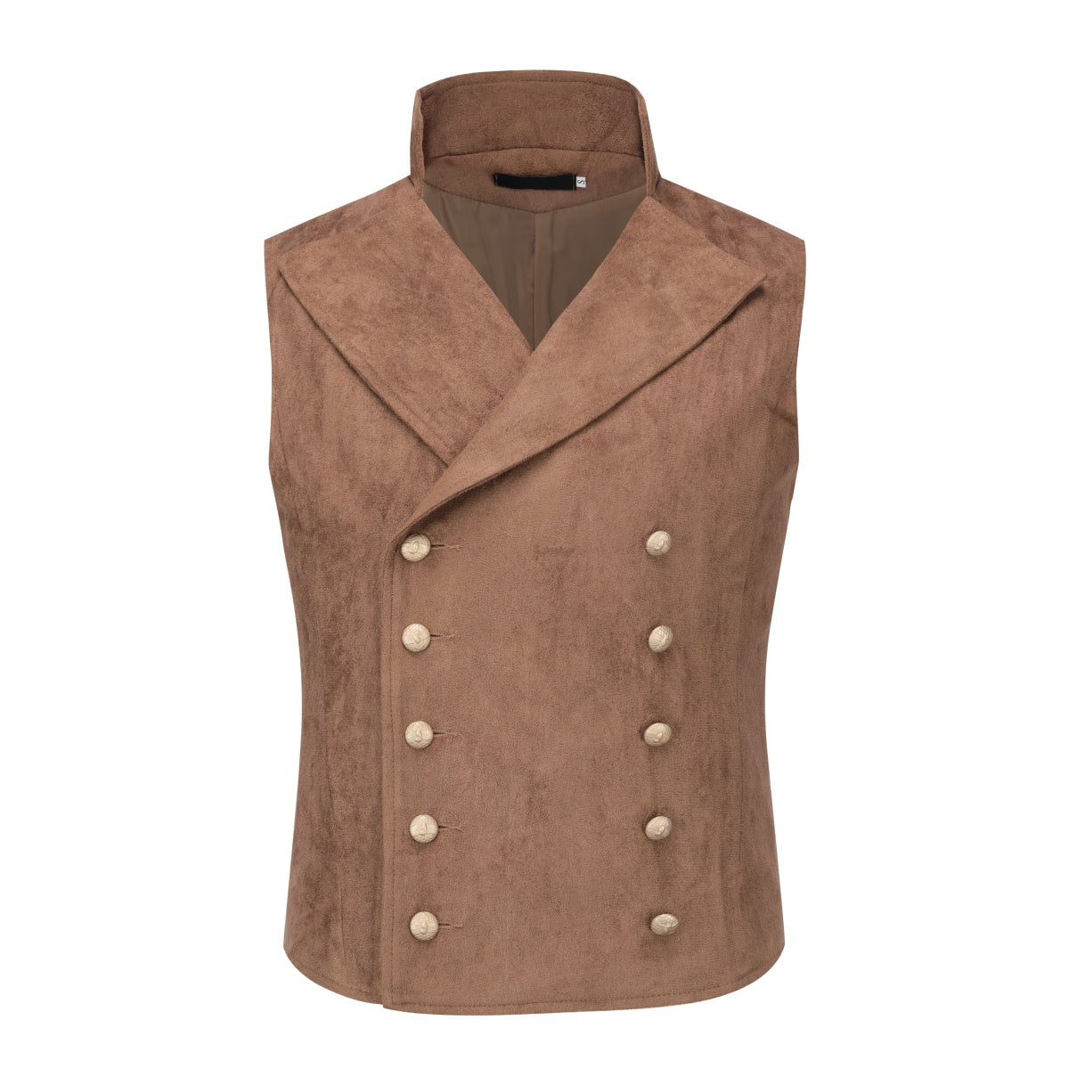 Elegant Double Breasted Velvet Gothic Steampunk Brown Waistcoat for Men - Perfect for Cosplay, Victorian Costumes & Dark Academia Outfits