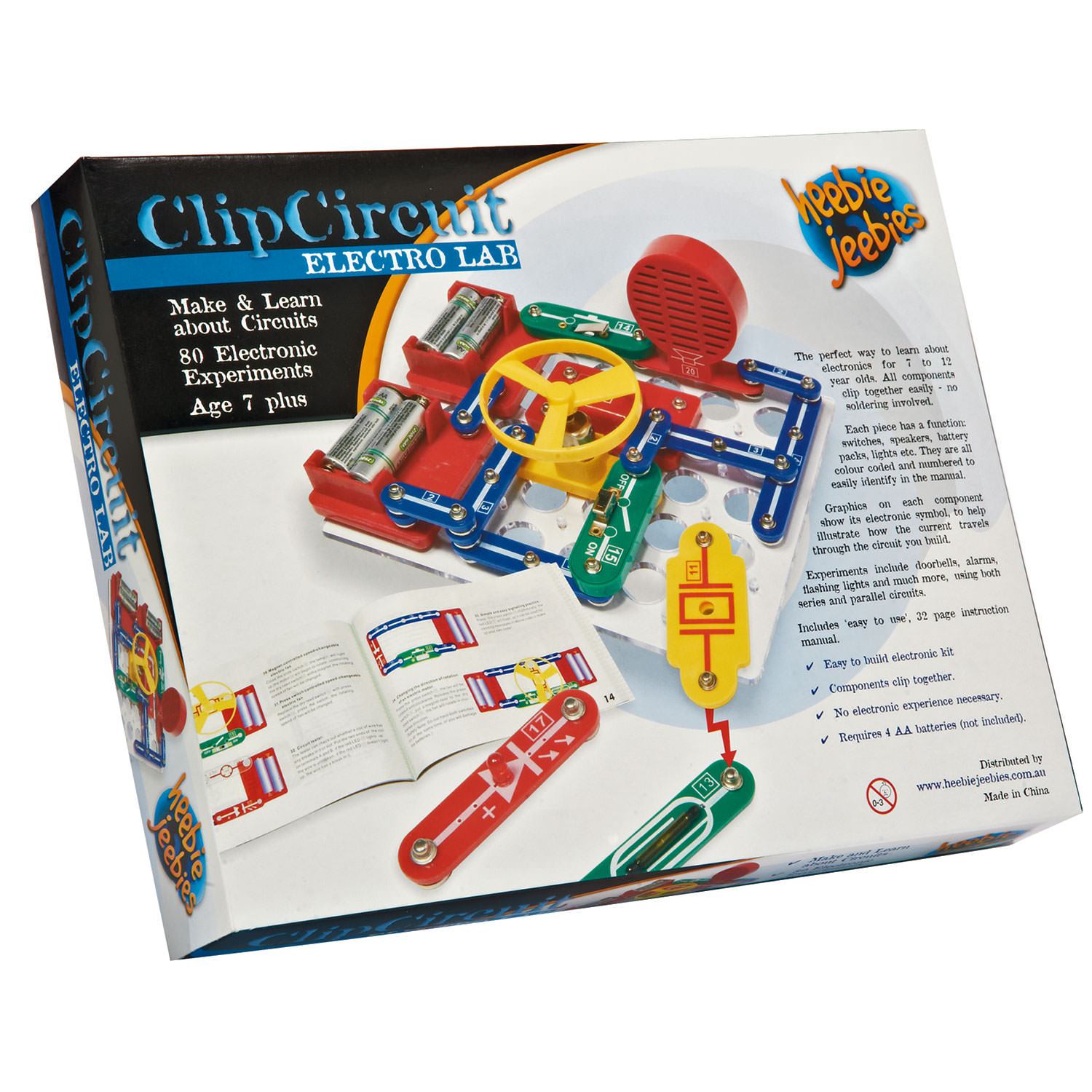 HEEBIE JEEBIES Clip Circuit Electrolab Experiment Set - STEM Educational Electronics Kit for Kids & Teens - Learn Circuit Building & Science Projects - Perfect for Home, Classroom & Science Fairs