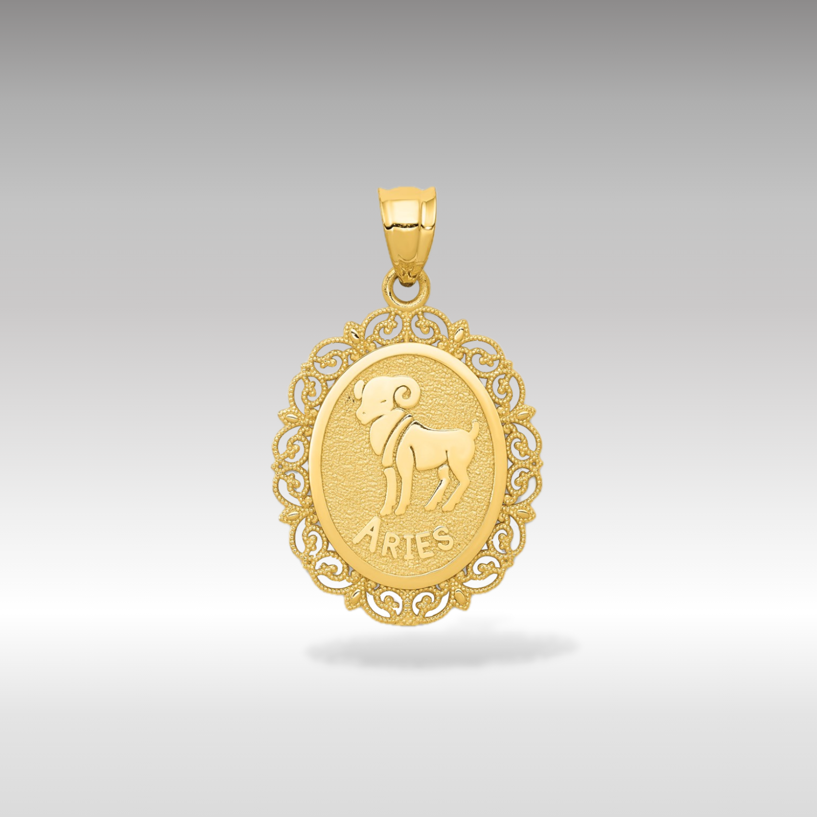 Gold Satin Polished Aries Zodiac Oval Pendant Necklace - Perfect for Birthday Gifts, Astrology Lovers & Everyday Elegance