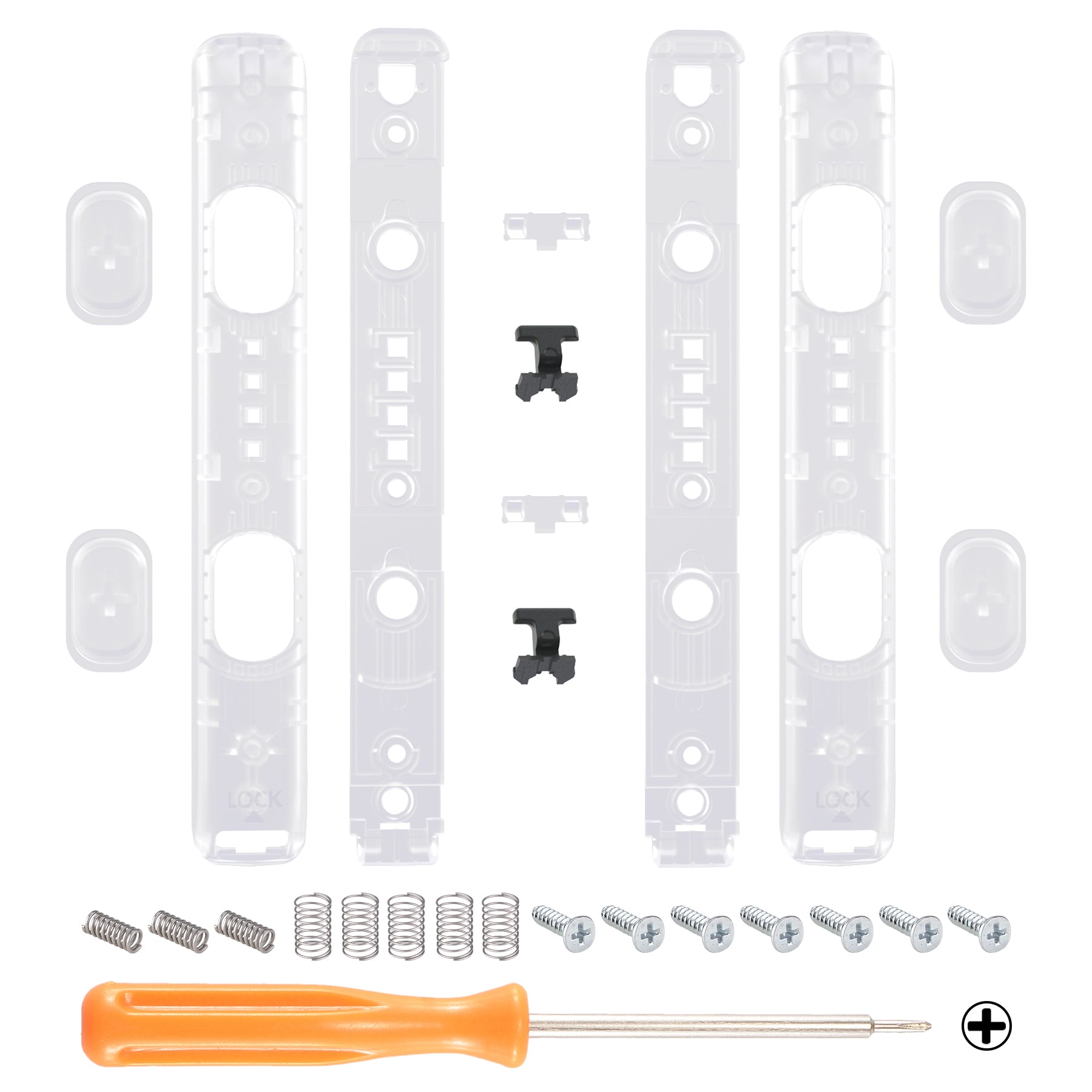 eXtremeRate Clear Replacement Shell for Nintendo Switch Joy-Con Strap - 2 Pack Custom Joy-Con Wrist Strap Housing Buttons for NS Switch | Gaming Accessories for Enhanced Comfort & Style
