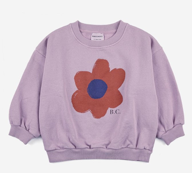 BOBO CHOSES Big Flower Sweatshirt for Kids - Soft Cotton Pullover Hoodie (Ages 2-13 Years) | Playdates, School & Weekend Outfits