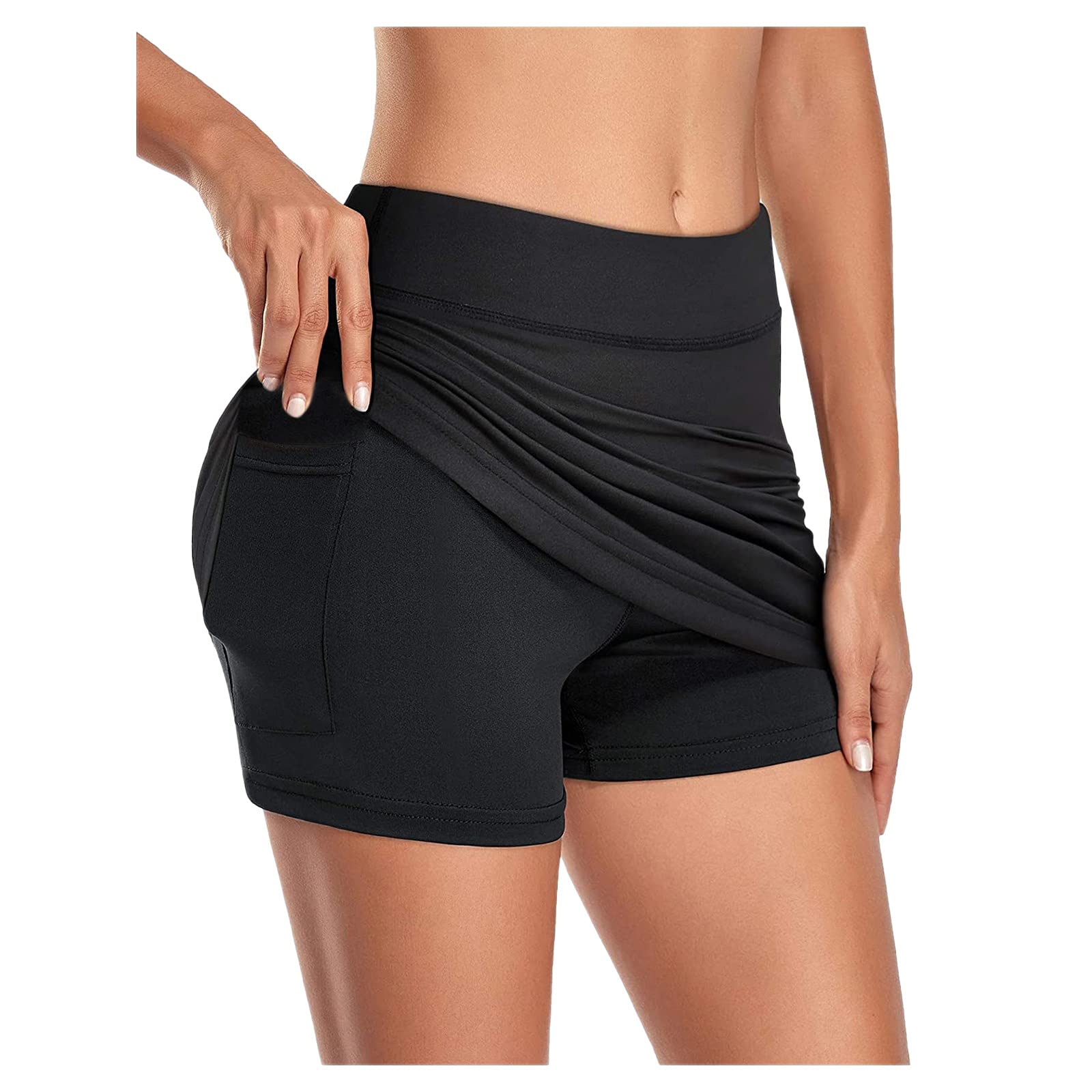Women's Elastic Tennis Skorts with Pockets - Stretchy Sports Shorts Skirt for Golf, Running & Workout - Comfortable Mini Skirt for Active Lifestyle