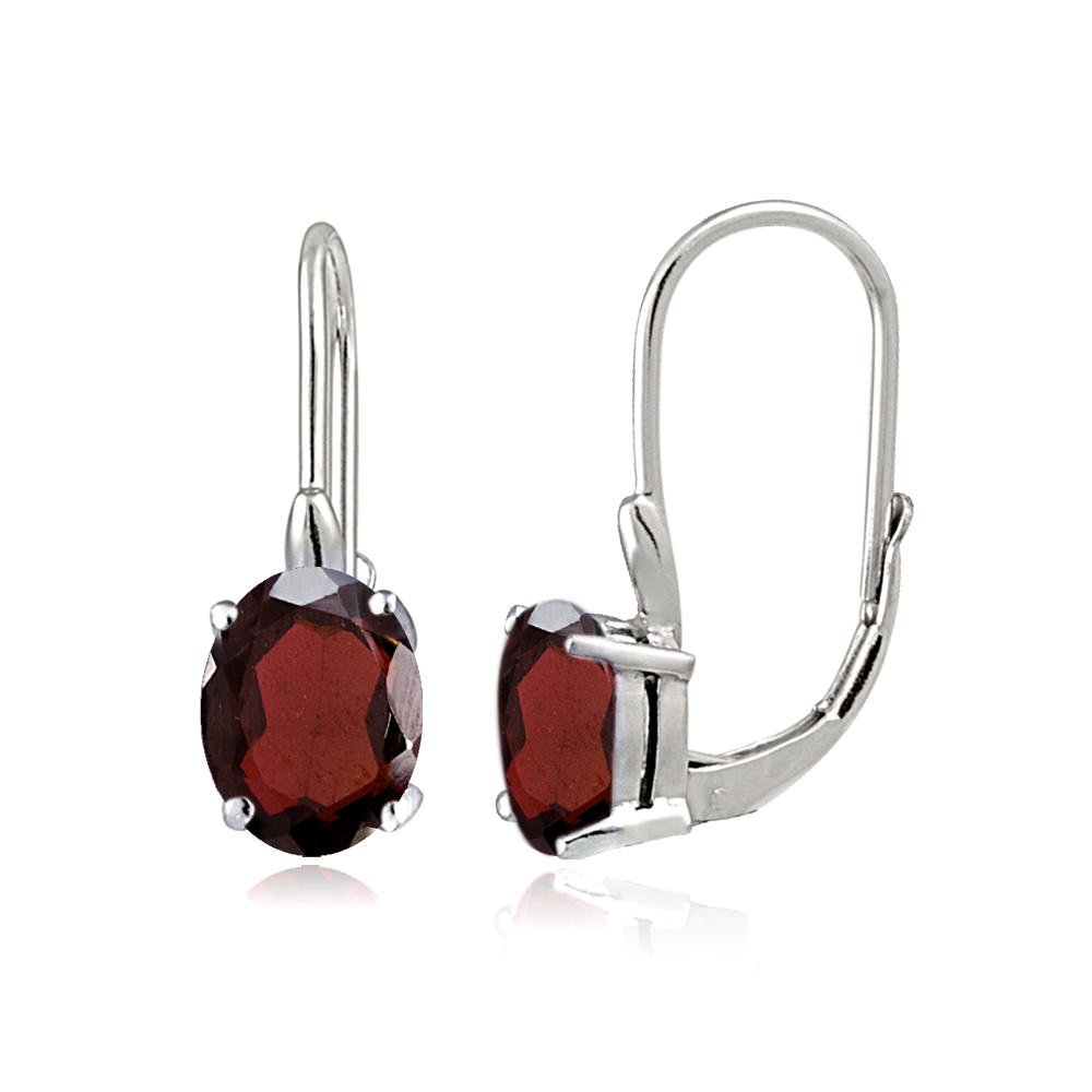 Sterling Silver Gemstone Birthstone Oval Leverback Earrings - Personalized Gift for Women, Mothers, Daughters | Perfect for Birthdays, Anniversaries & Special Occasions