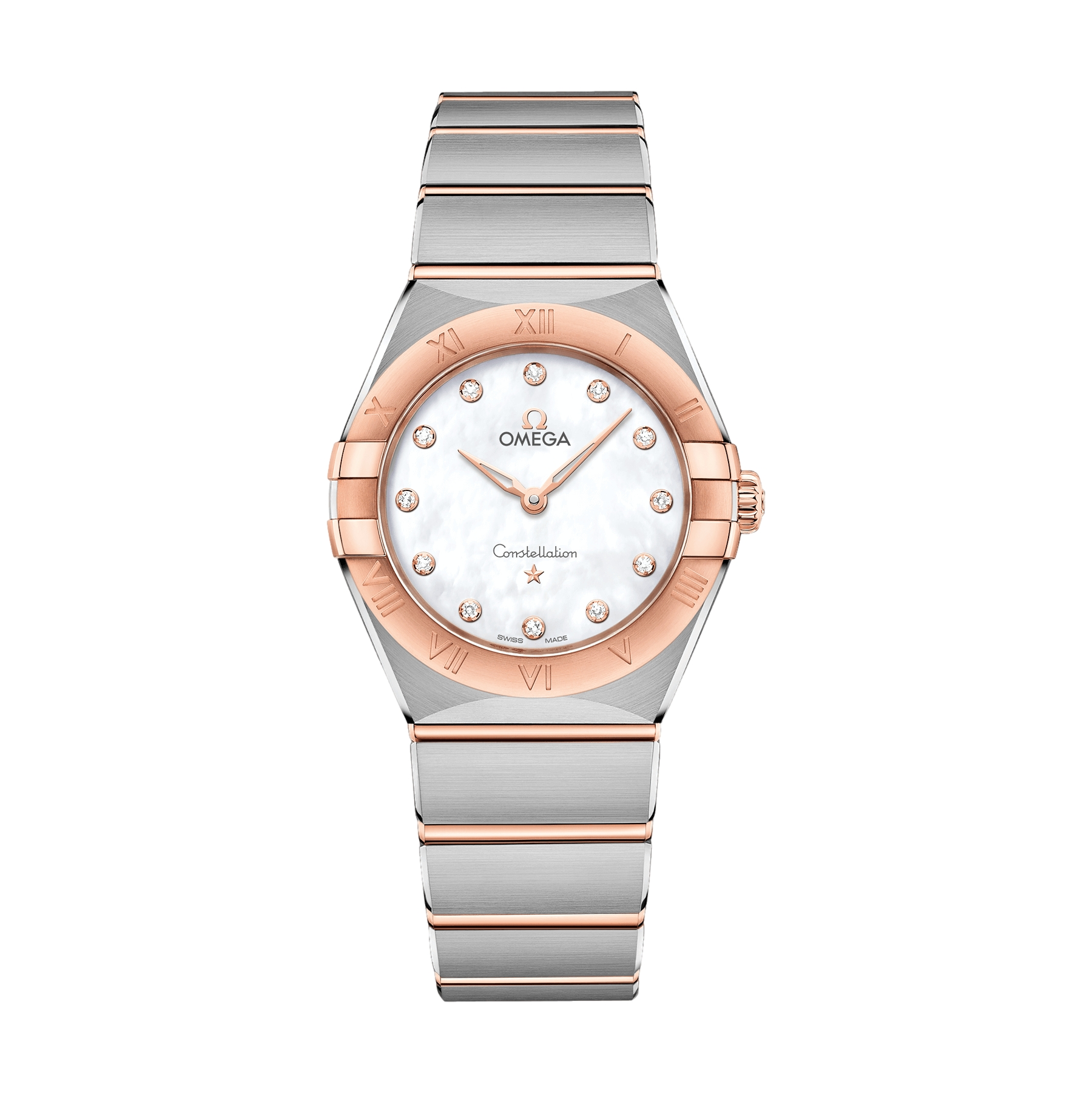 Elegant 28mm Constellation Quartz Steel & Sedna™ Gold Watch with Mother of Pearl Dial - Perfect for Business Meetings & Formal Events