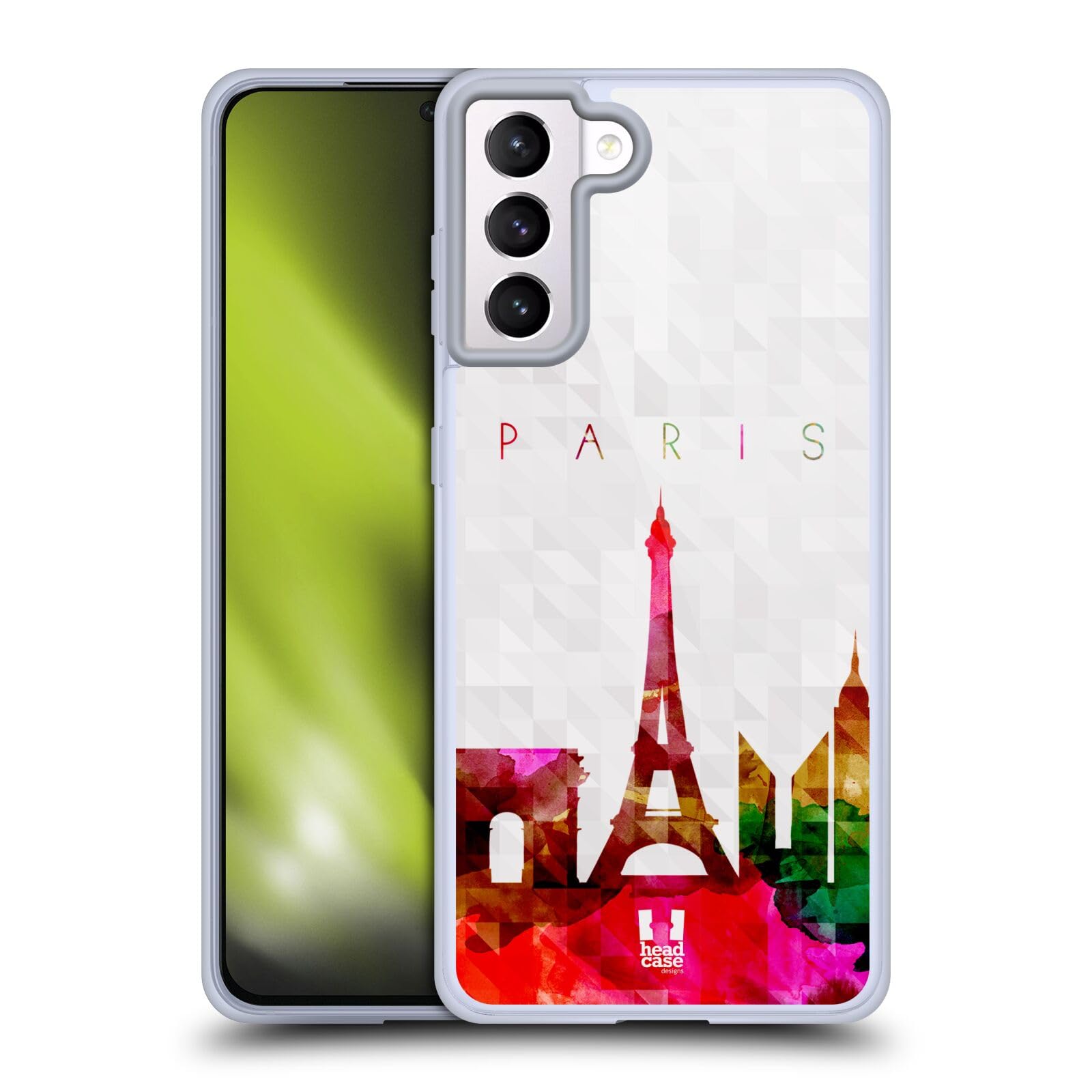 Head Case Designs Eiffel Tower Paris France Watercolored Skyline Soft Gel Case for Samsung Galaxy S21+ 5G - Perfect for Travel, Gifts & Everyday Protection