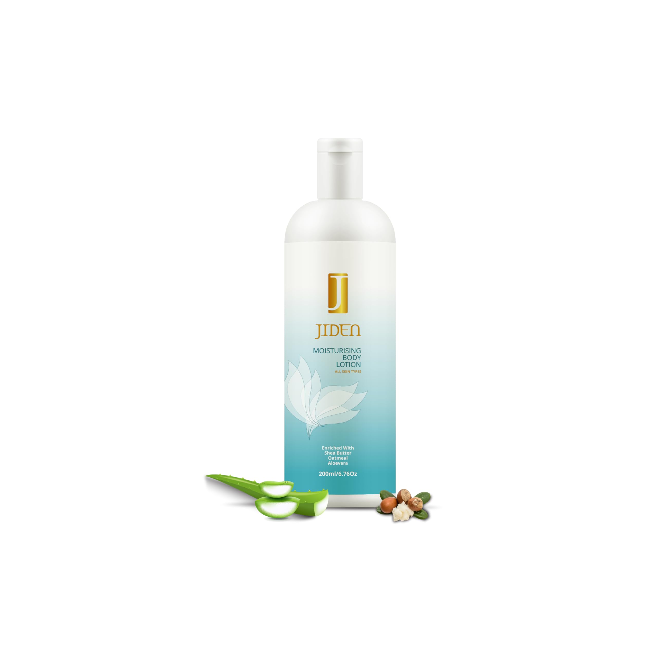 JIDEN Moisturizing Body Lotion for Dry & Sensitive Skin - Shea Butter, Oatmeal & Aloe Vera Enriched - 6.76 fl oz (200ml) - Deep Hydration for Daily Skincare & After Sun Care