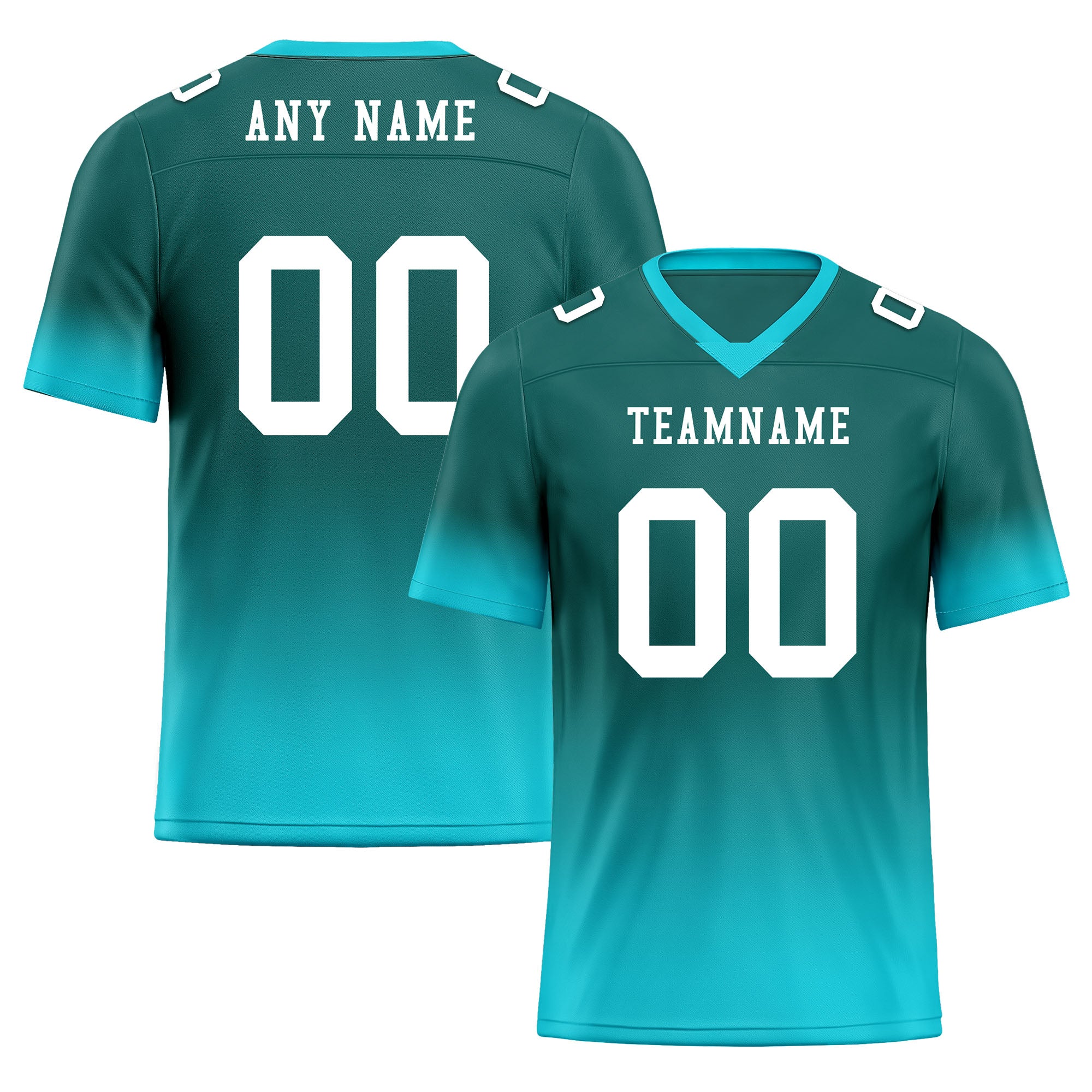 Custom Dark Teal Fade Personalized Authentic Football Jersey - FBJ02 D06097 | High-Quality Breathable Fabric for Game Day, Training & Fan Support
