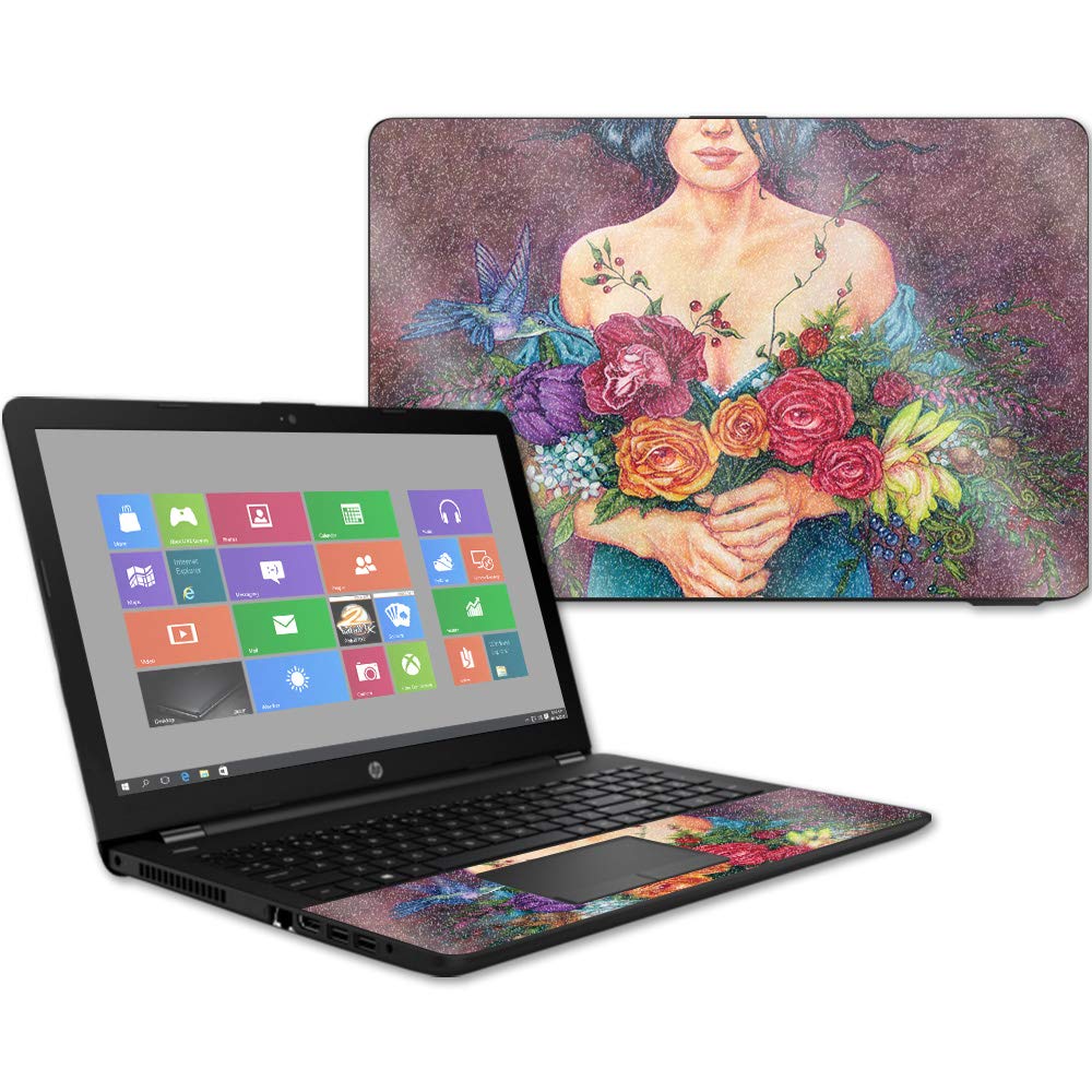 MightySkins Glossy Glitter Skin Cover for HP 15t Laptop 15.6 Inch (2017 Model) - Eye Bouquet Design | Protective & Durable High-Gloss Finish | Easy to Apply, Remove & Change Styles | Made in USA | Perfect for School, Office & Travel Use