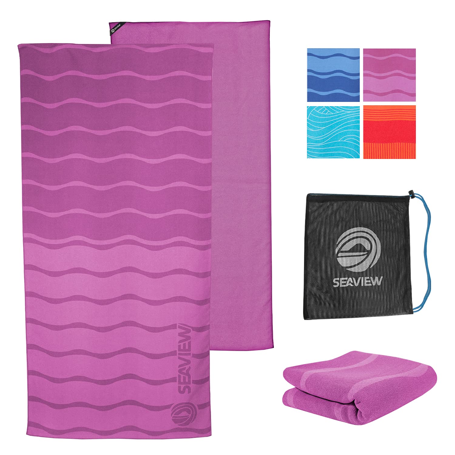 **Seaview 180 Akumal - Extra Large Sand-Free Beach Towel 75x35 Inches - Super Absorbent Quick Dry Microfiber Towel for Travel, Camping & Pool - Eco-Friendly 75% Recycled Material - Perfect for Beach, Yoga & Outdoor Adventures**