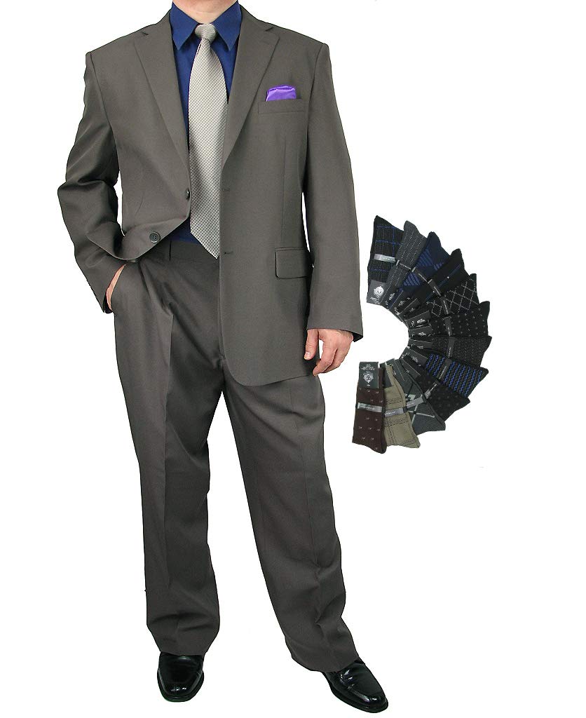 Premium 2-Piece Men's Slim Fit Dress Suit Set - Formal Business Attire with Free Socks - Perfect for Weddings, Job Interviews & Office Wear